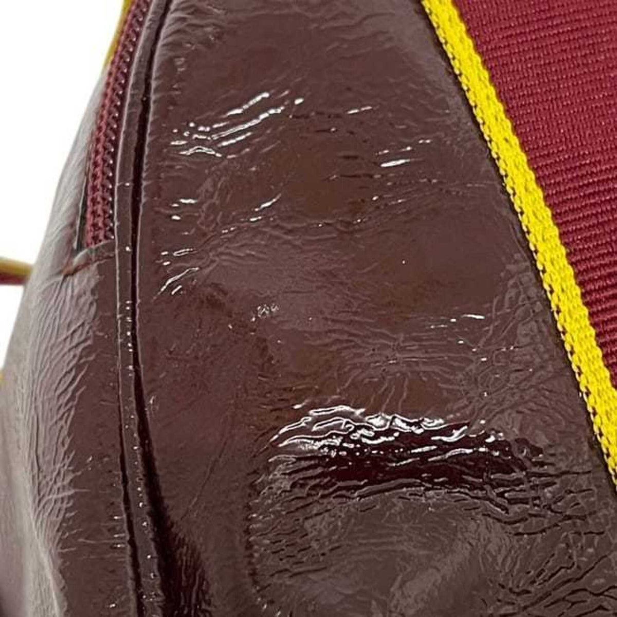 Miu Miu Bordeaux Yellow Patent Leather Boston Bag (Pre-Owned)