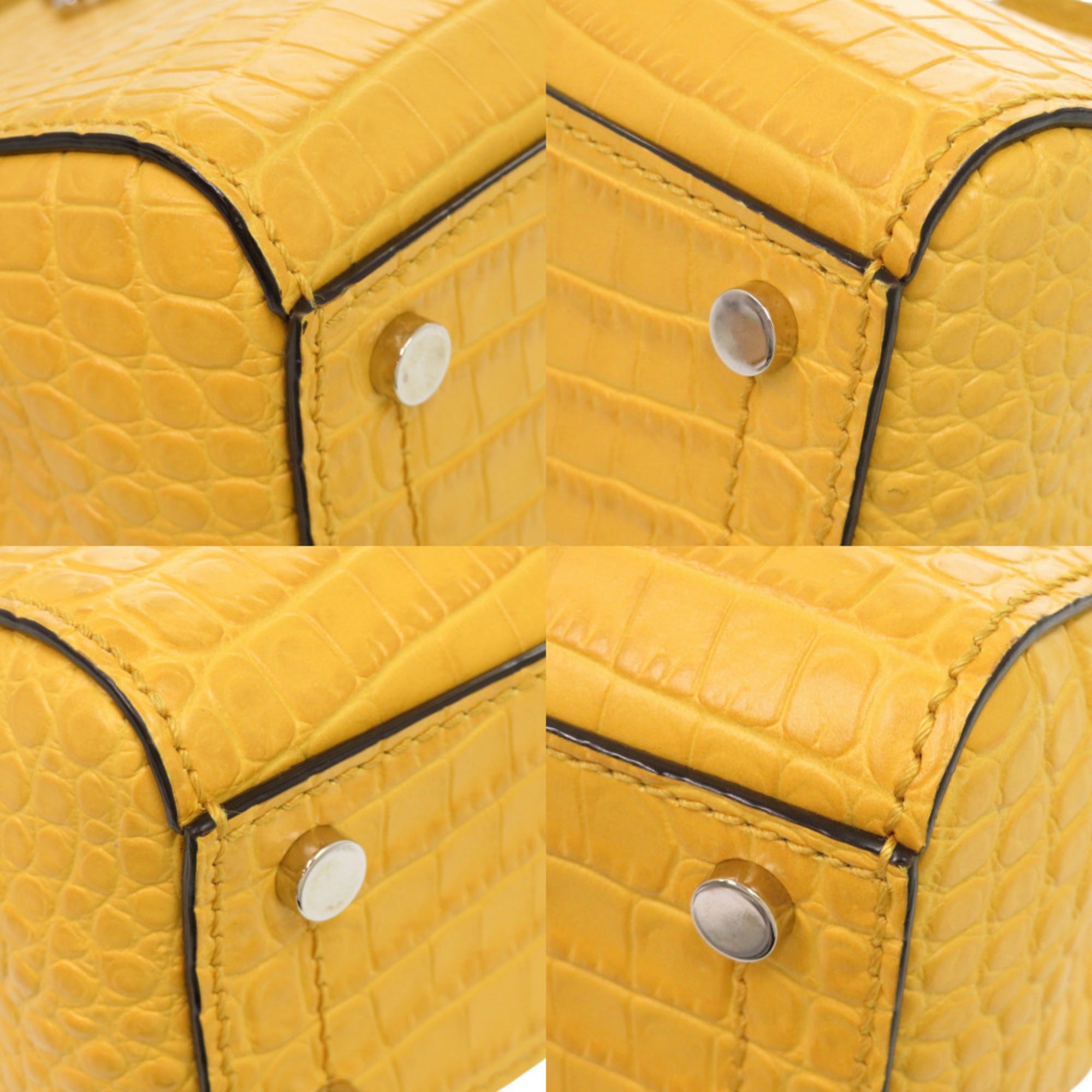 Jimmy Choo Gray Yellow Patent Leather Handbag (Pre-Owned)