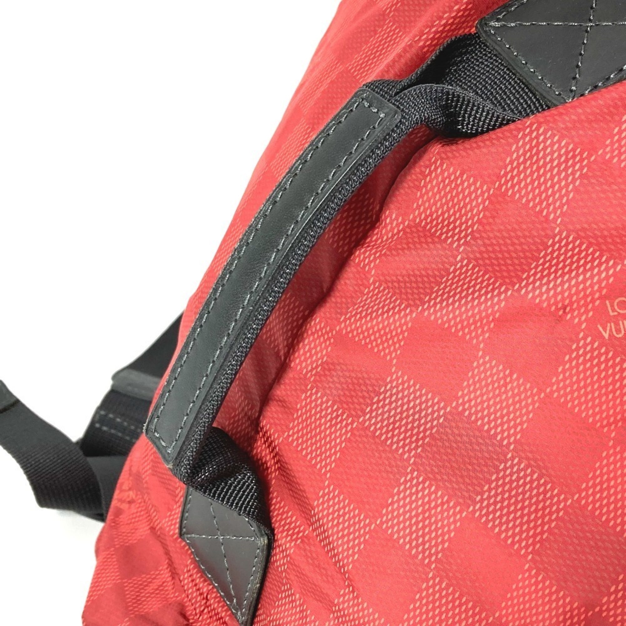 Louis Vuitton Black Red Color Nylon Backpack (Pre-Owned)