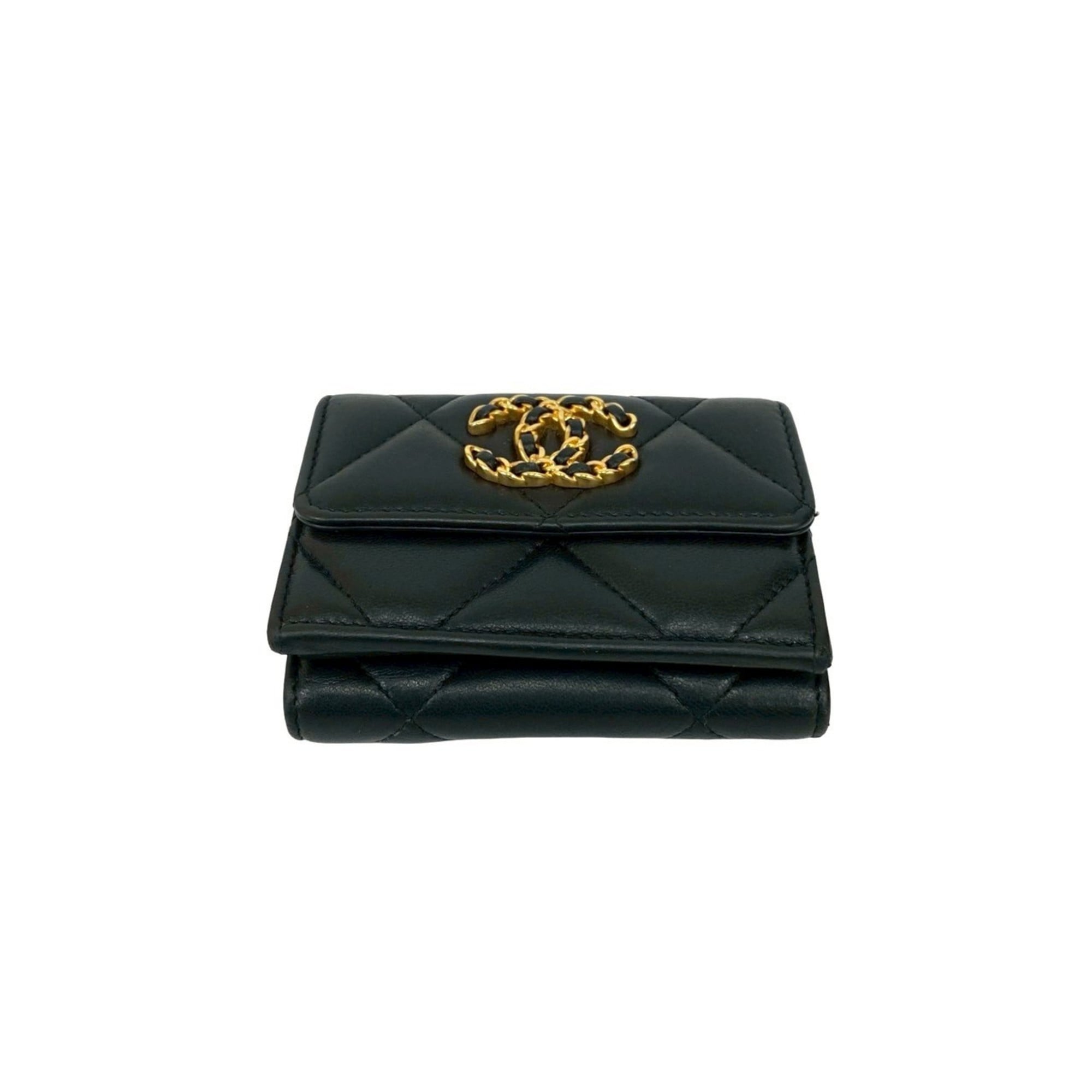 Chanel Black Leather Wallet (Tri-Fold) (Pre-Owned)