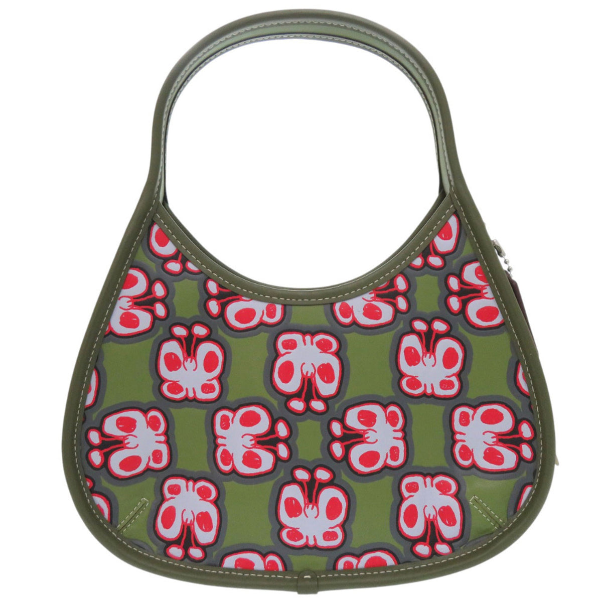 Coach Green Olive Red Color Leather Handbag (Pre-Owned)