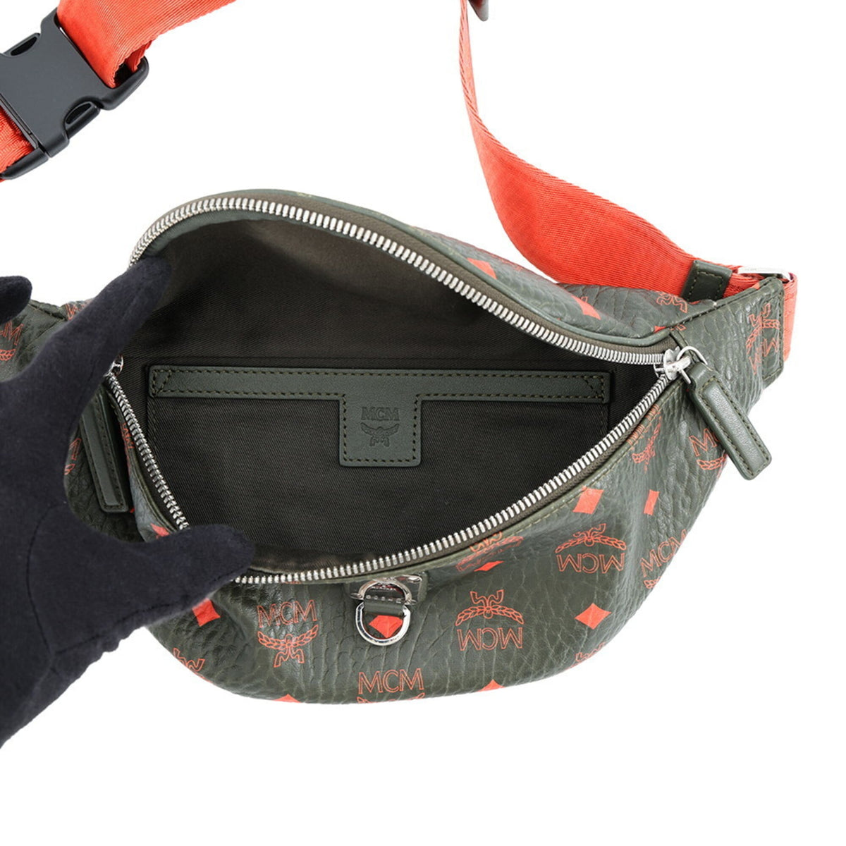 Mcm Visetos Khaki Orange Pvc Sling Bag (Pre-Owned)