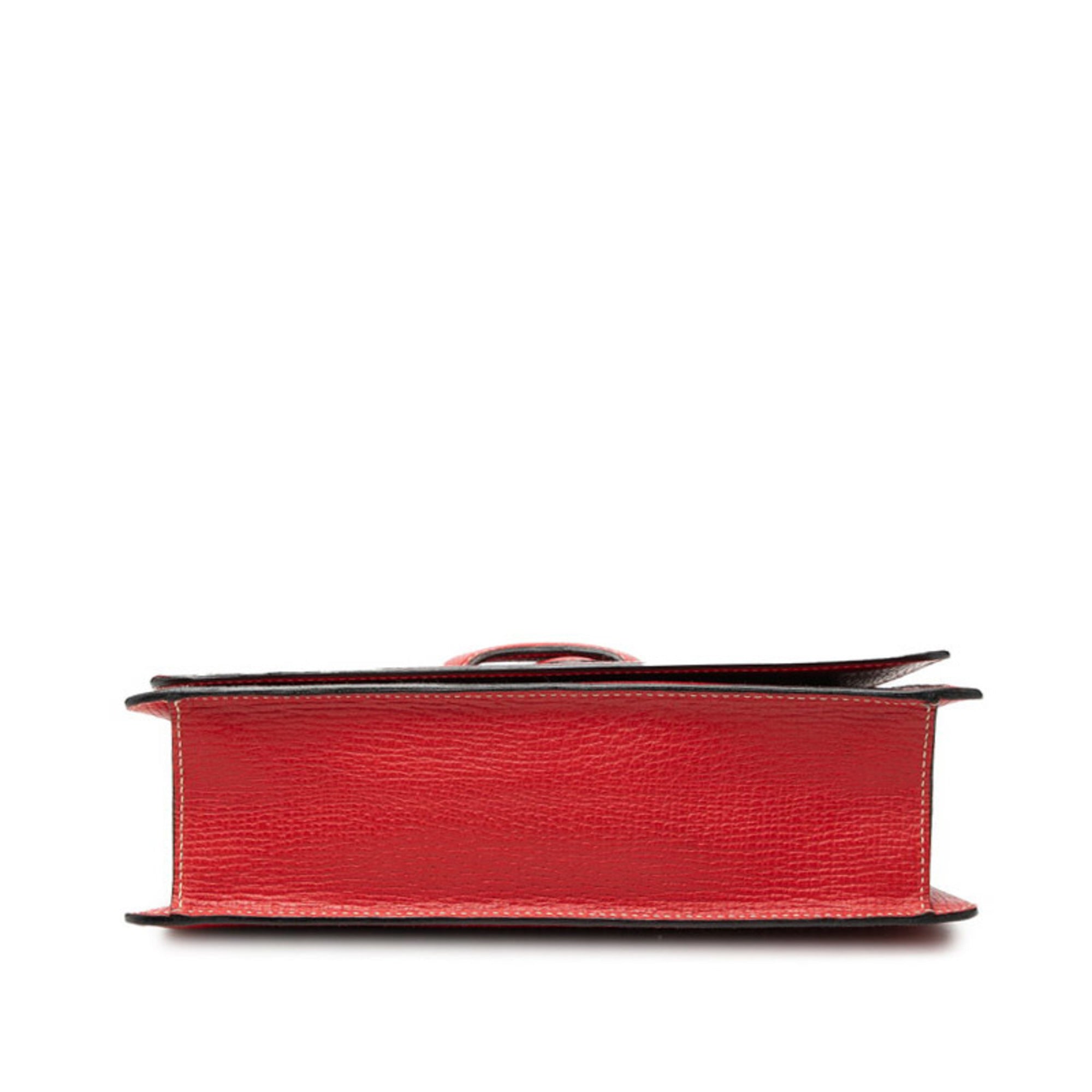 Loewe Red Color Leather Handbag Shoulder Bag (Pre-Owned)
