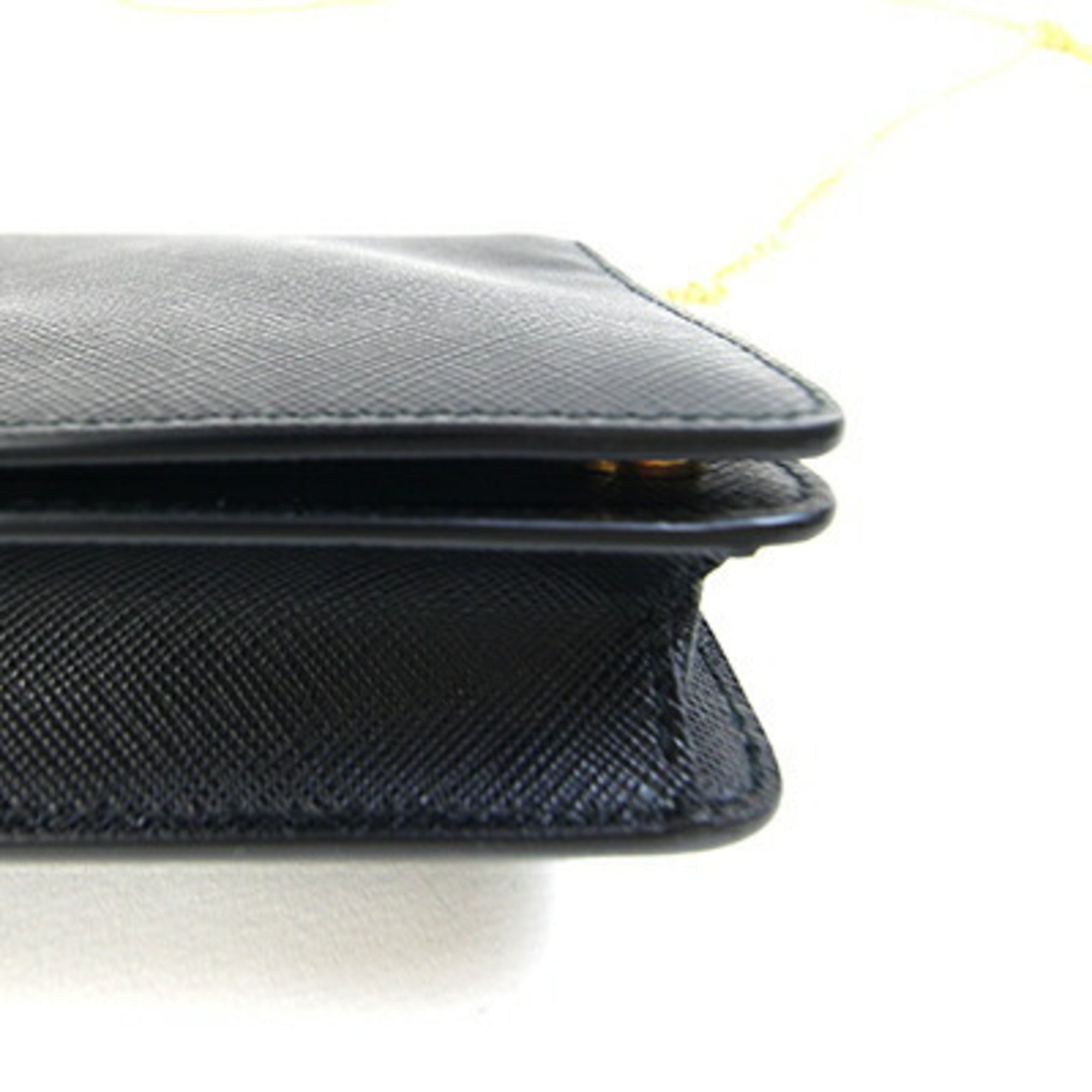 Prada Black Leather Clutch Bag Pochette Shoulder Bag (Pre-Owned)