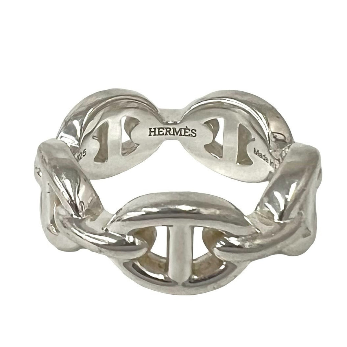 Hermes Silver Silver 925 Band Ring (Pre-Owned)