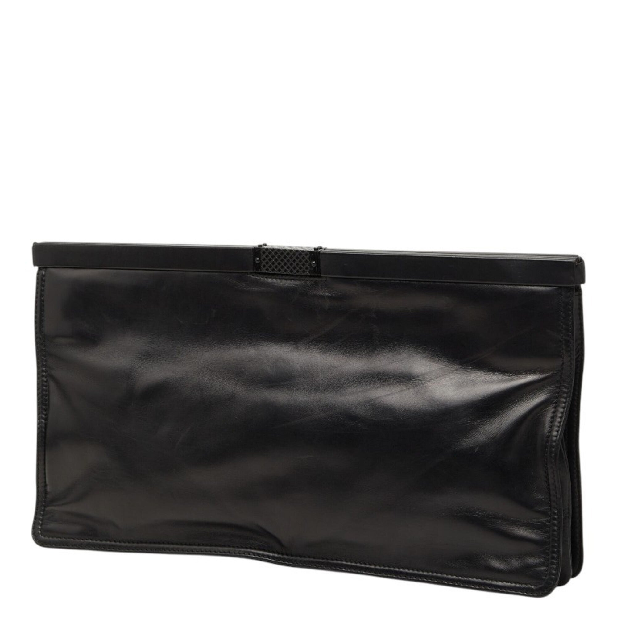Bottega Veneta Black Leather Clutch Bag (Pre-Owned)