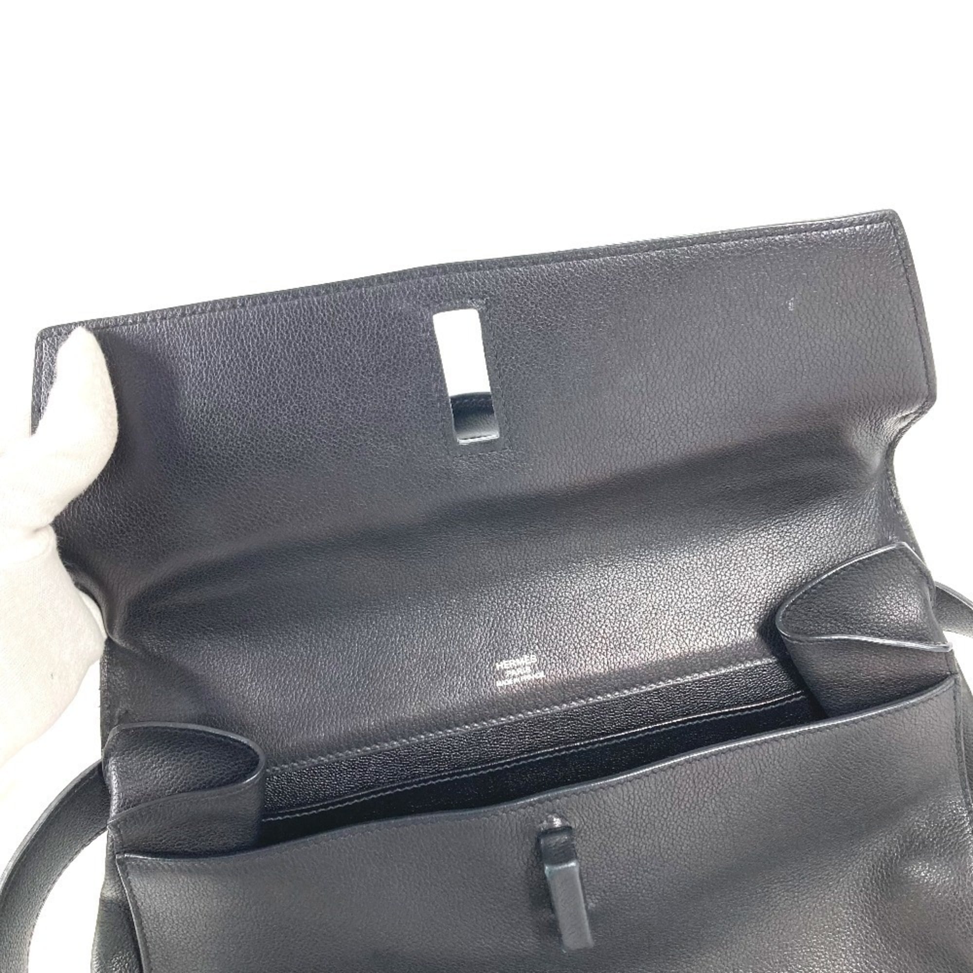 Hermes Black Leather Handbag Tote Bag (Pre-Owned)