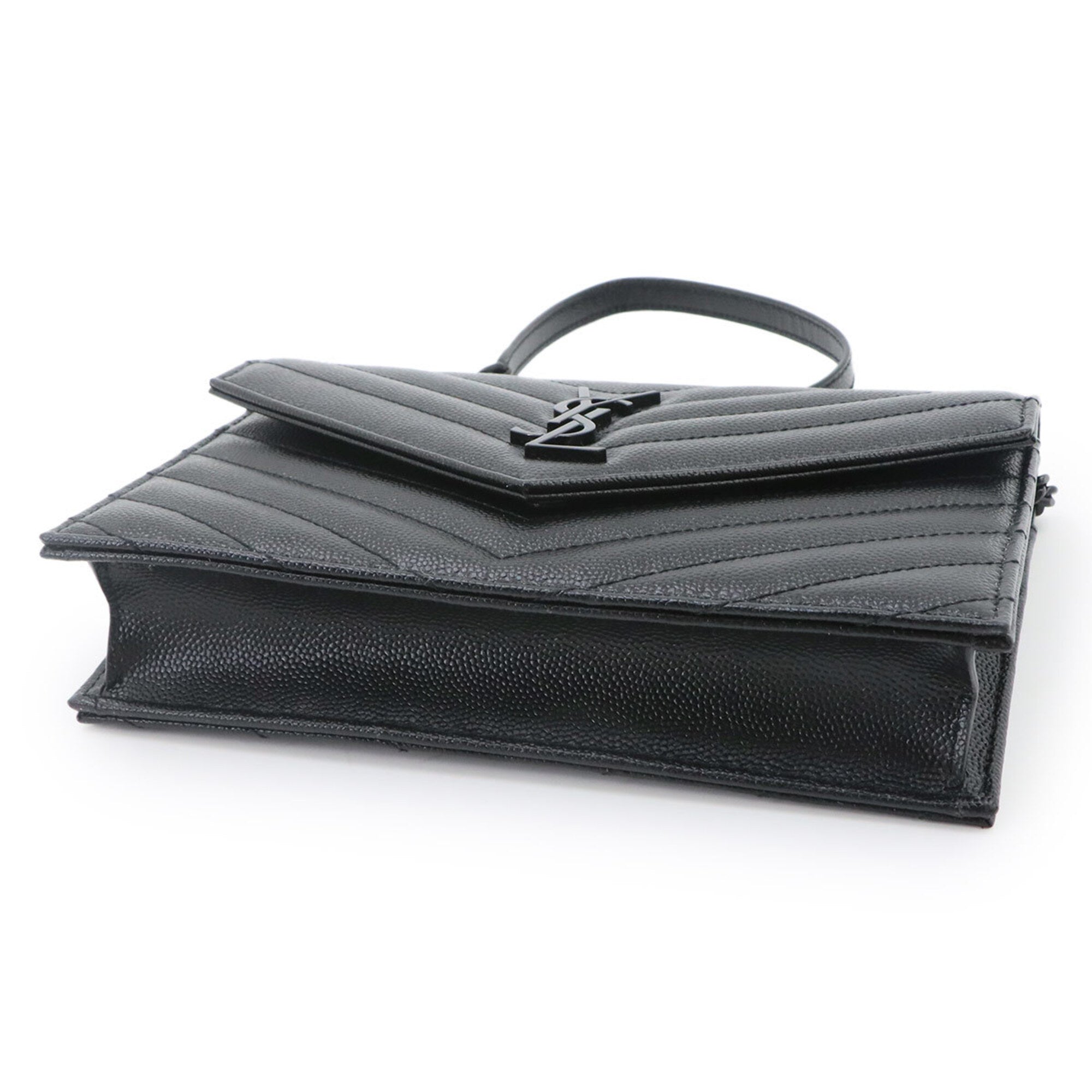 Saint Laurent Black Leather Chain/Shoulder Wallet (Pre-Owned)