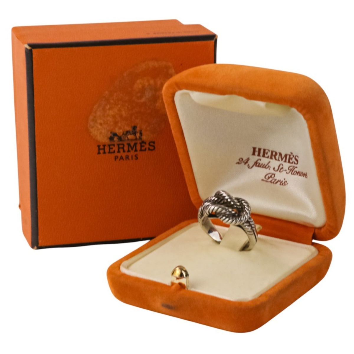 Hermes Silver Silver 925 Band Ring (Pre-Owned)
