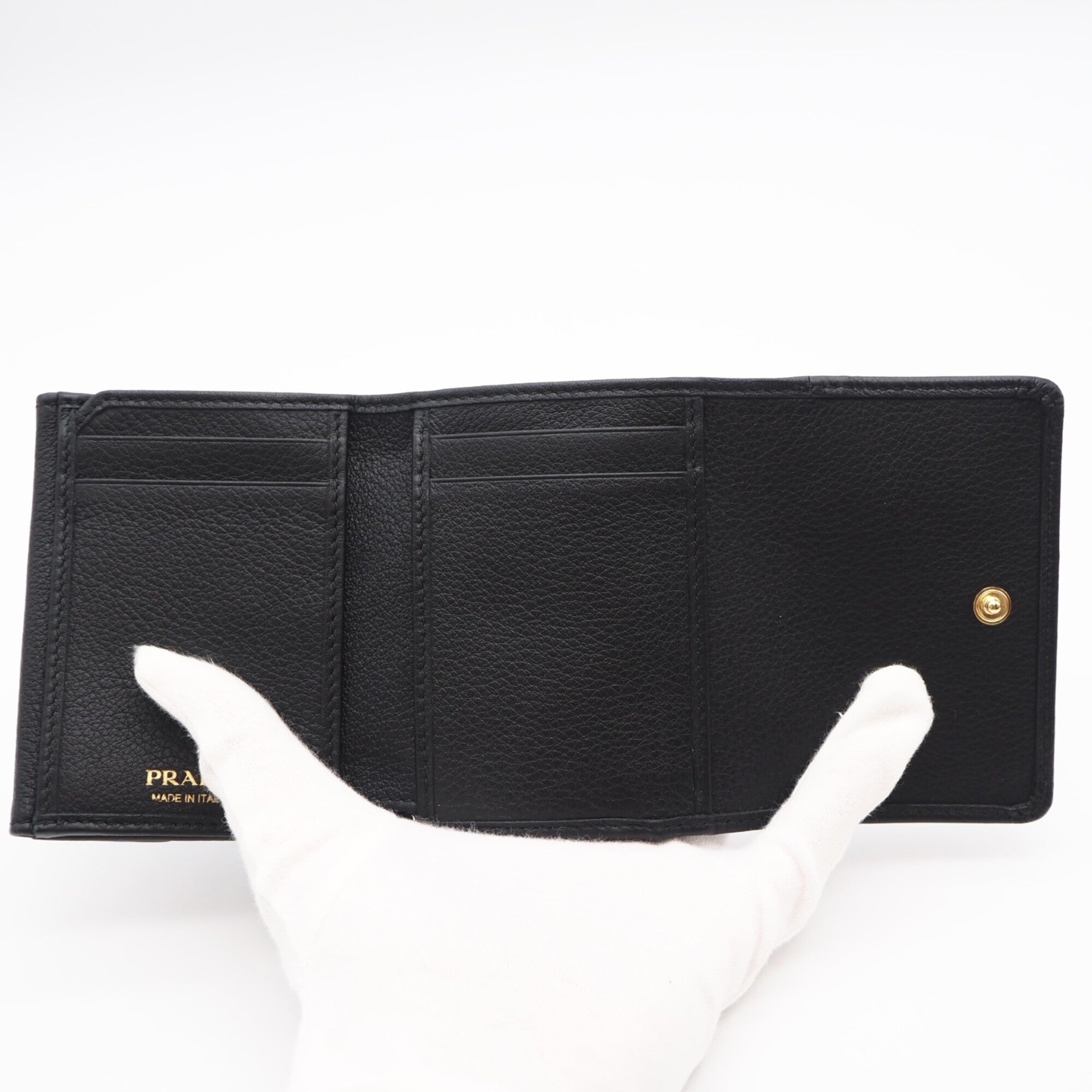 Prada Black Leather Wallet (Tri-Fold) (Pre-Owned)