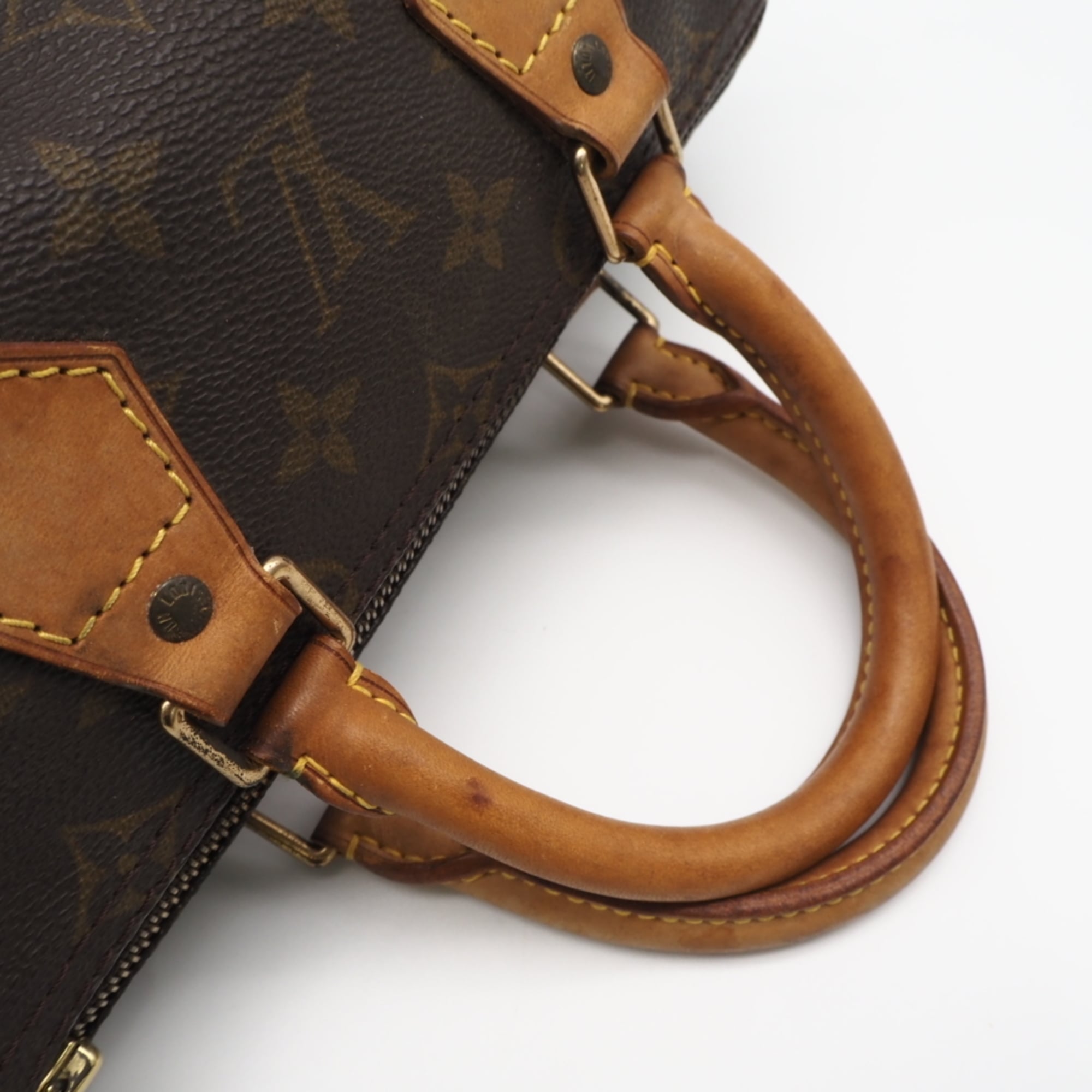 Louis Vuitton Beige Brown Coated Canvas Leather Handbag (Pre-Owned)
