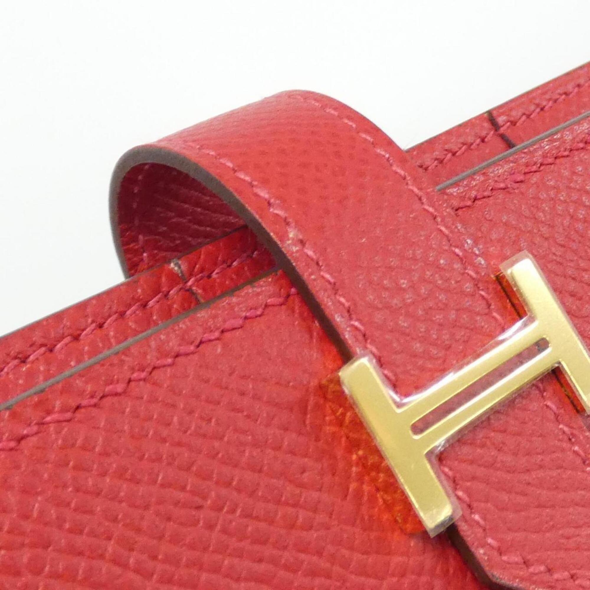 Hermes Rouge Casaque Epsom Leather Long Wallet (Bi-Fold) (Pre-Owned)