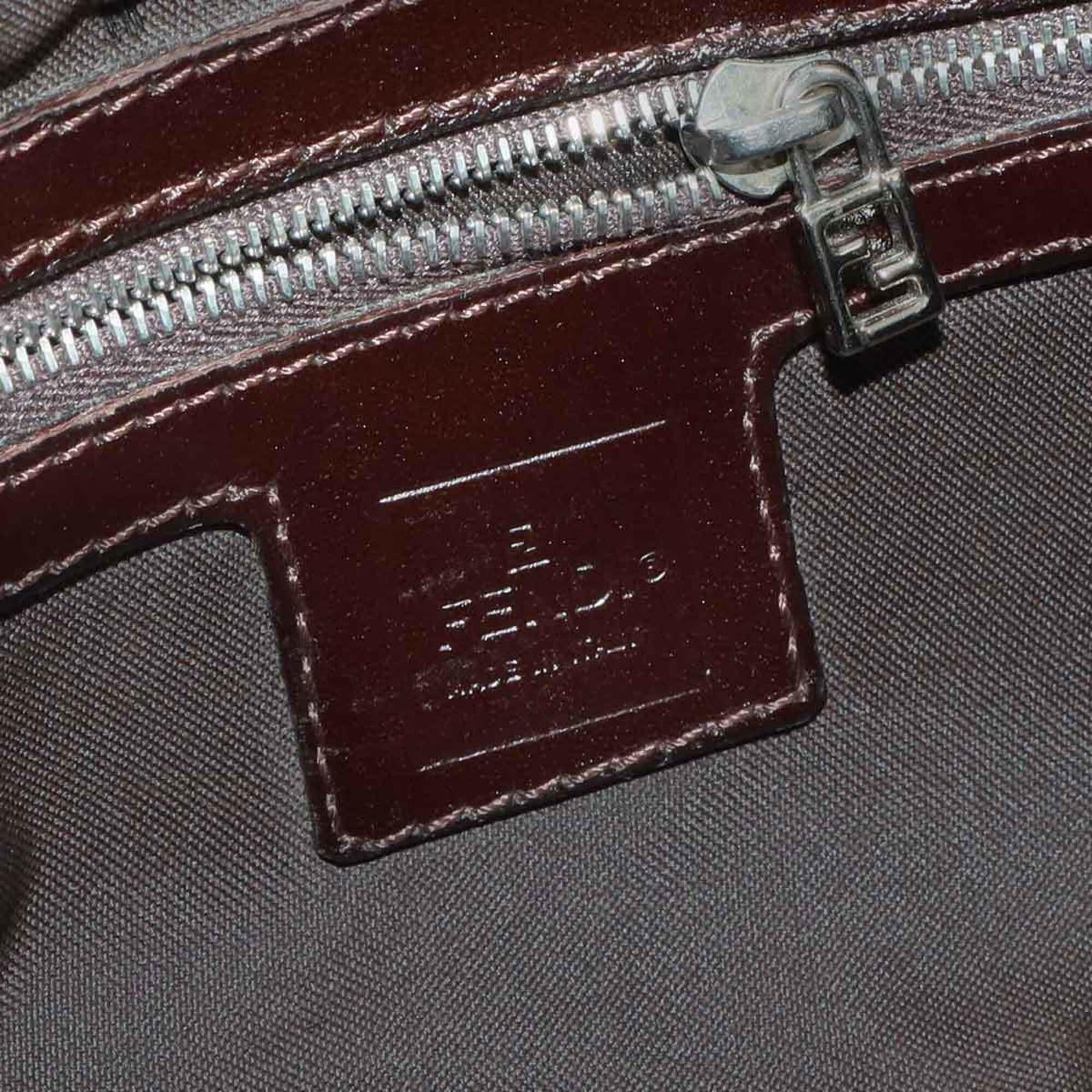 Fendi Zucca Brown Canvas Leather Baguette Bag Handbag Shoulder Bag (Pre-Owned)