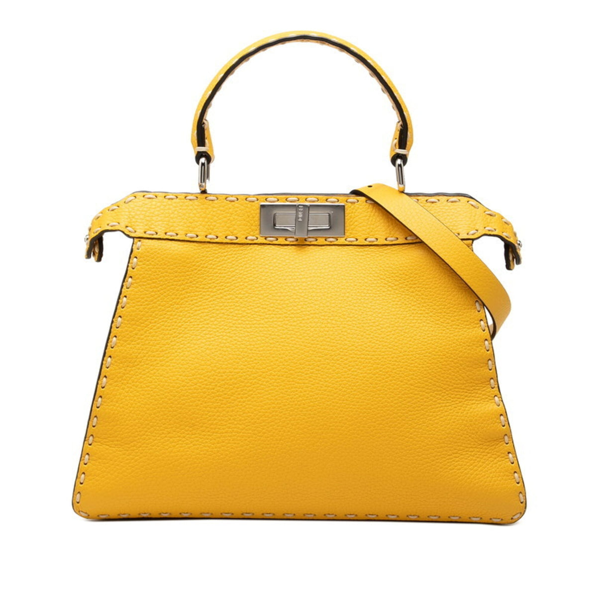 Fendi Peekaboo Yellow Handbag Shoulder Bag (Pre-Owned)