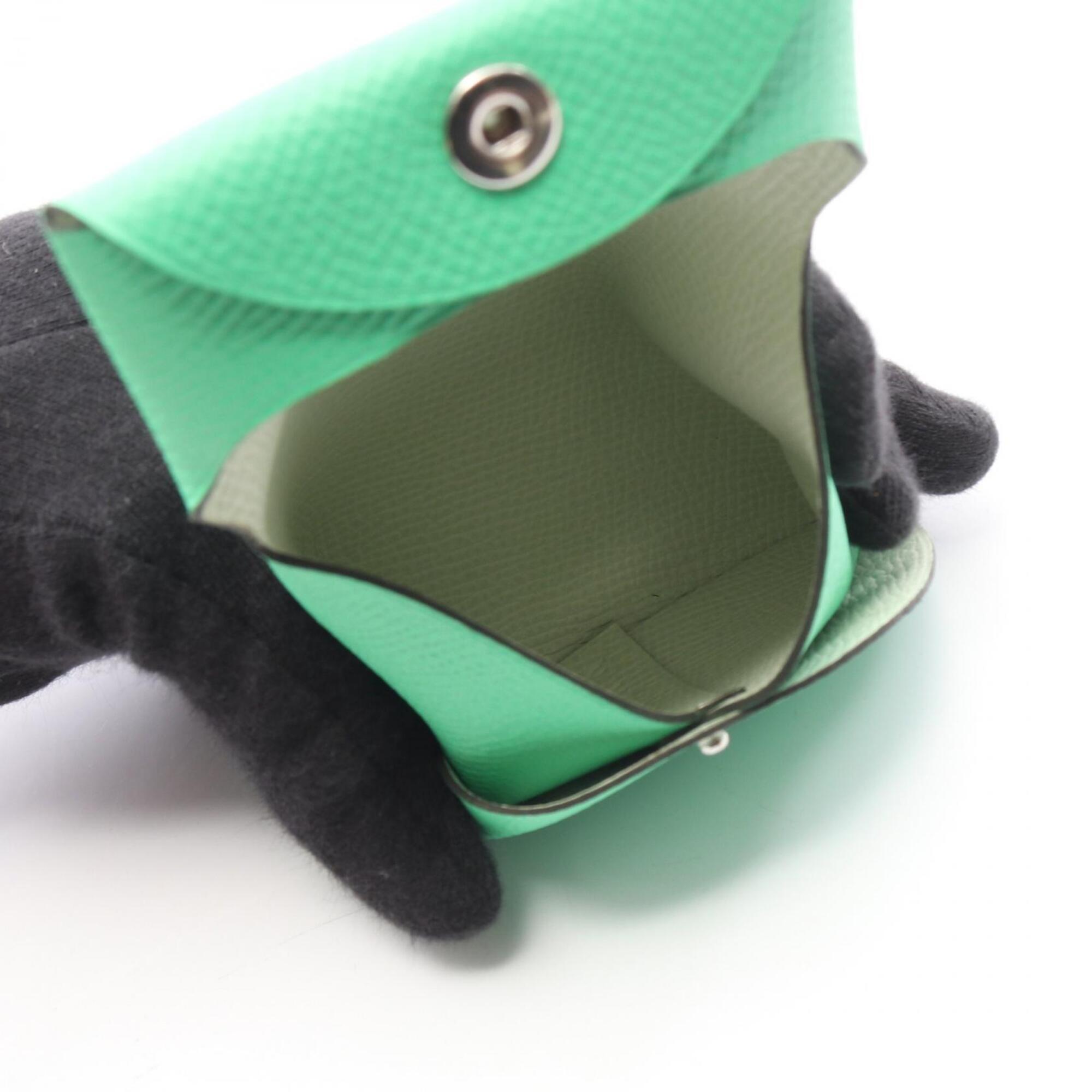 Hermes Green Leather Coin Purse/Coin Case (Pre-Owned)