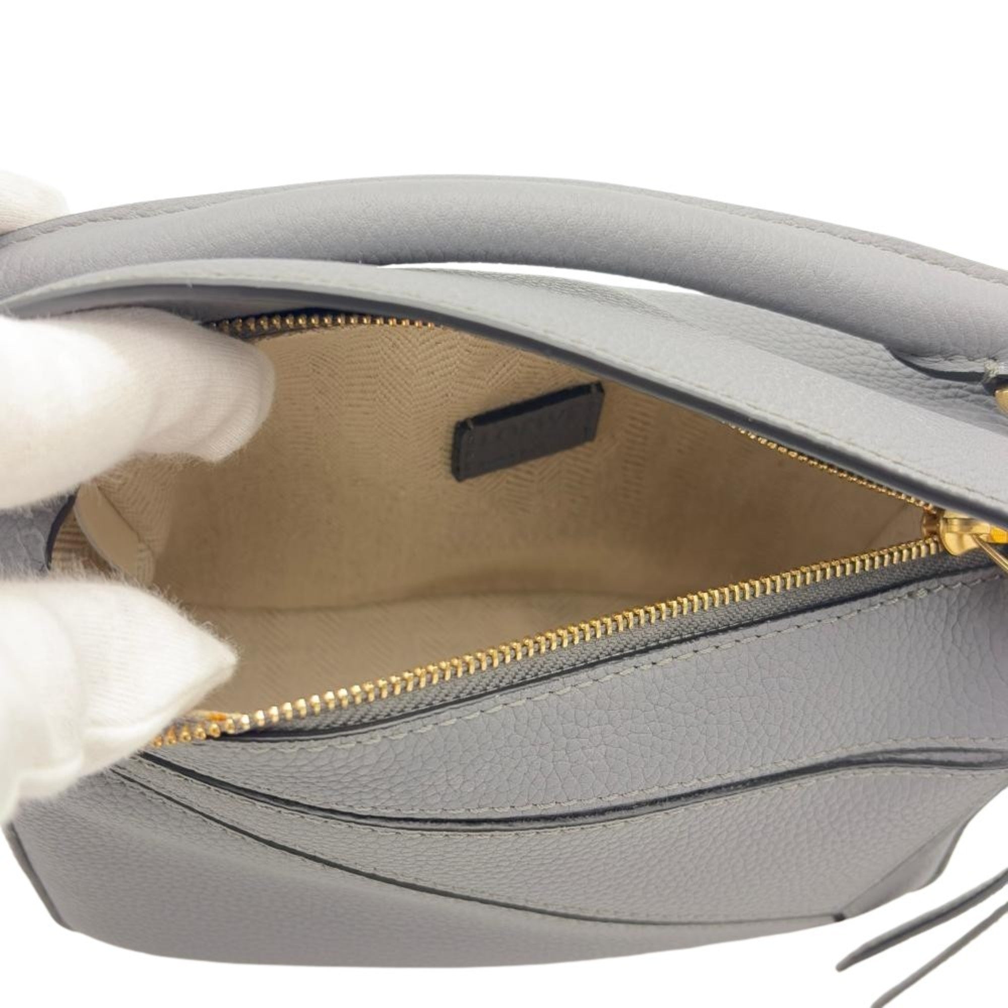 Loewe Puzzle Gray Leather Handbag Shoulder Bag (Pre-Owned)