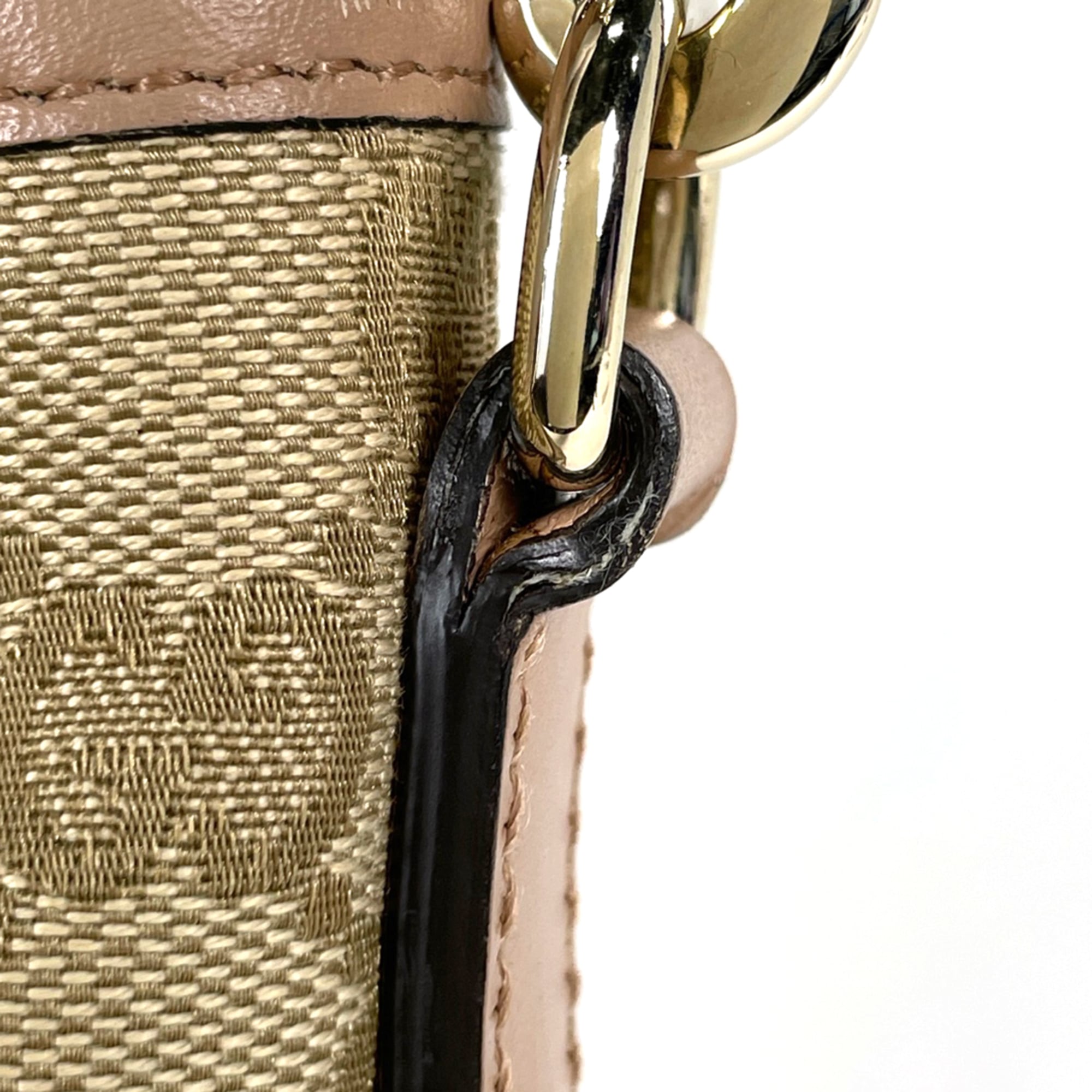 Gucci Gg Canvas Beige Pink Pink Beige Gg Canvas Leather Shoulder Bag (Pre-Owned)