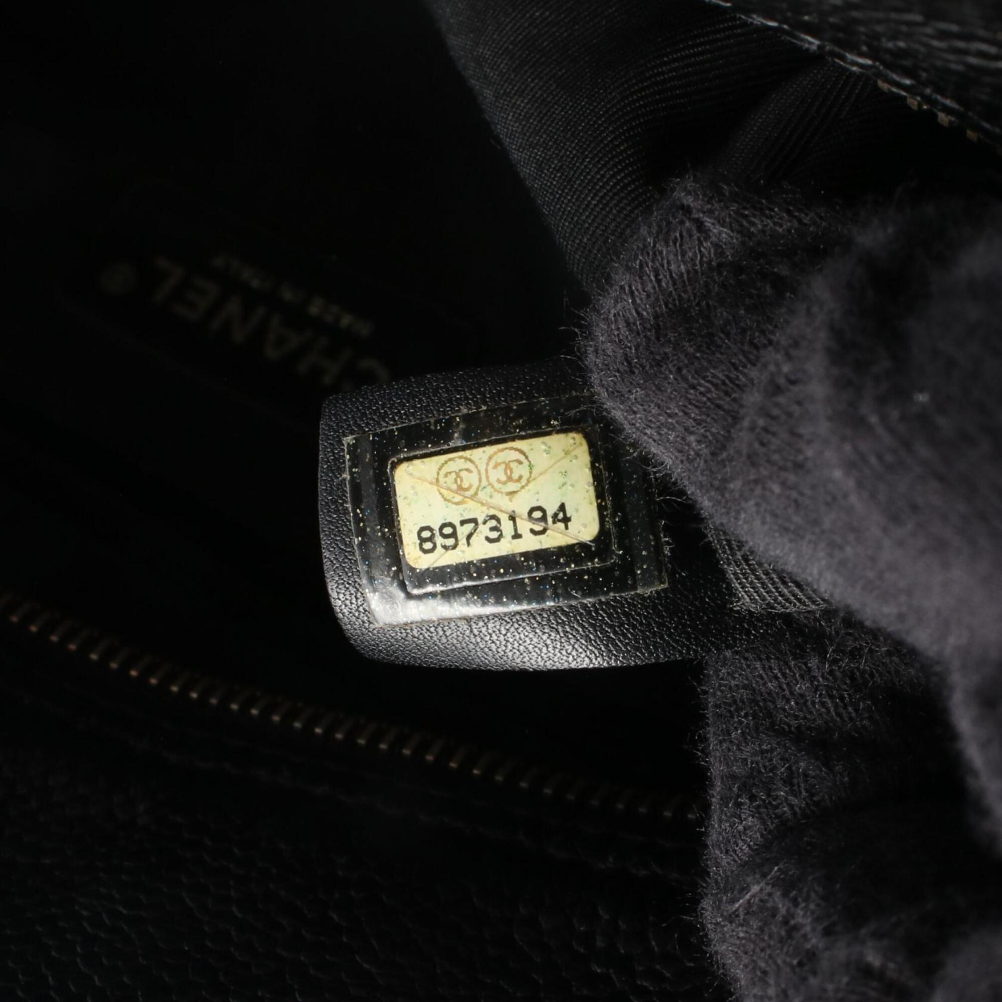Chanel Black Grained Calfskin Boston Bag Handbag (Pre-Owned)