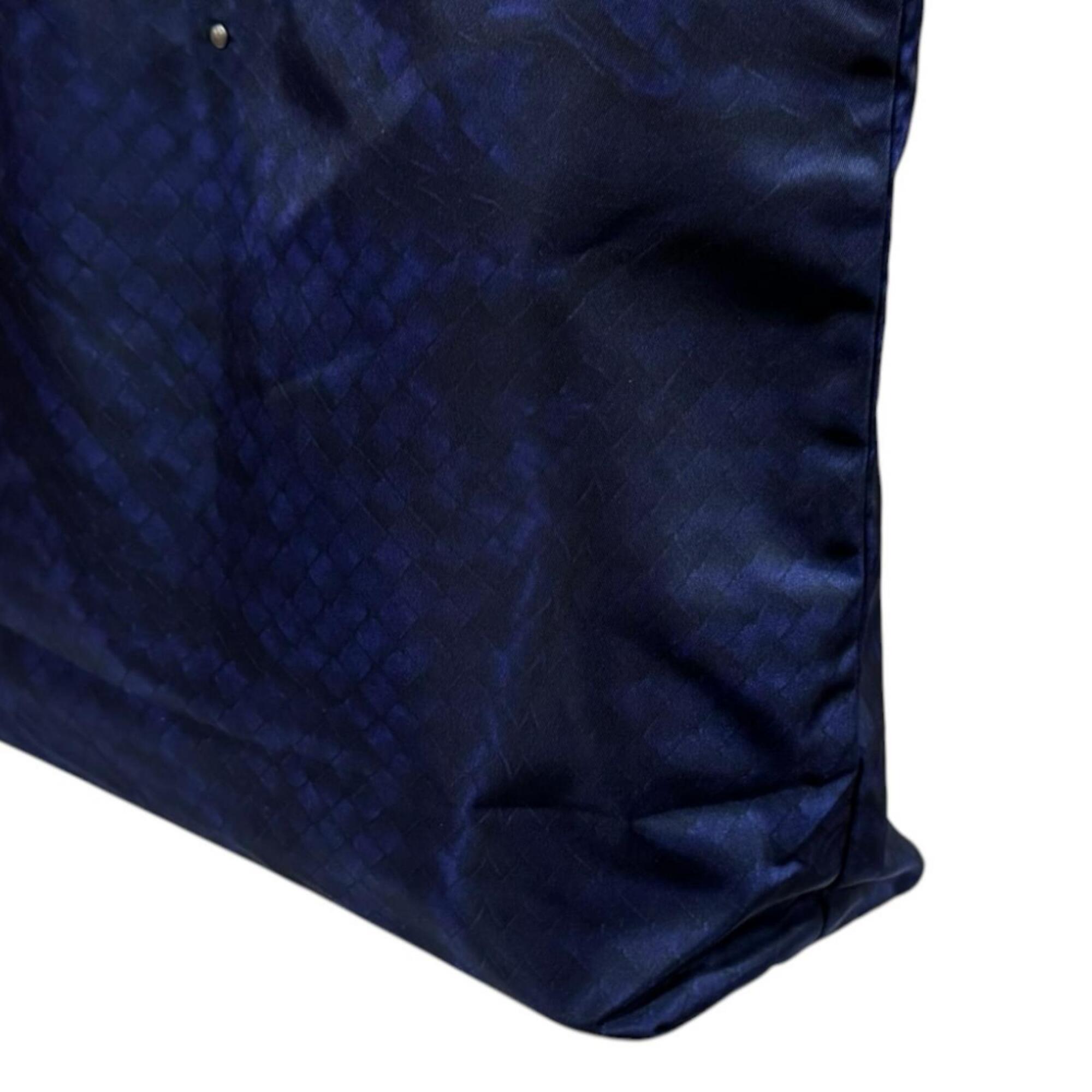 Bottega Veneta Navy Nylon Handbag Tote Bag (Pre-Owned)