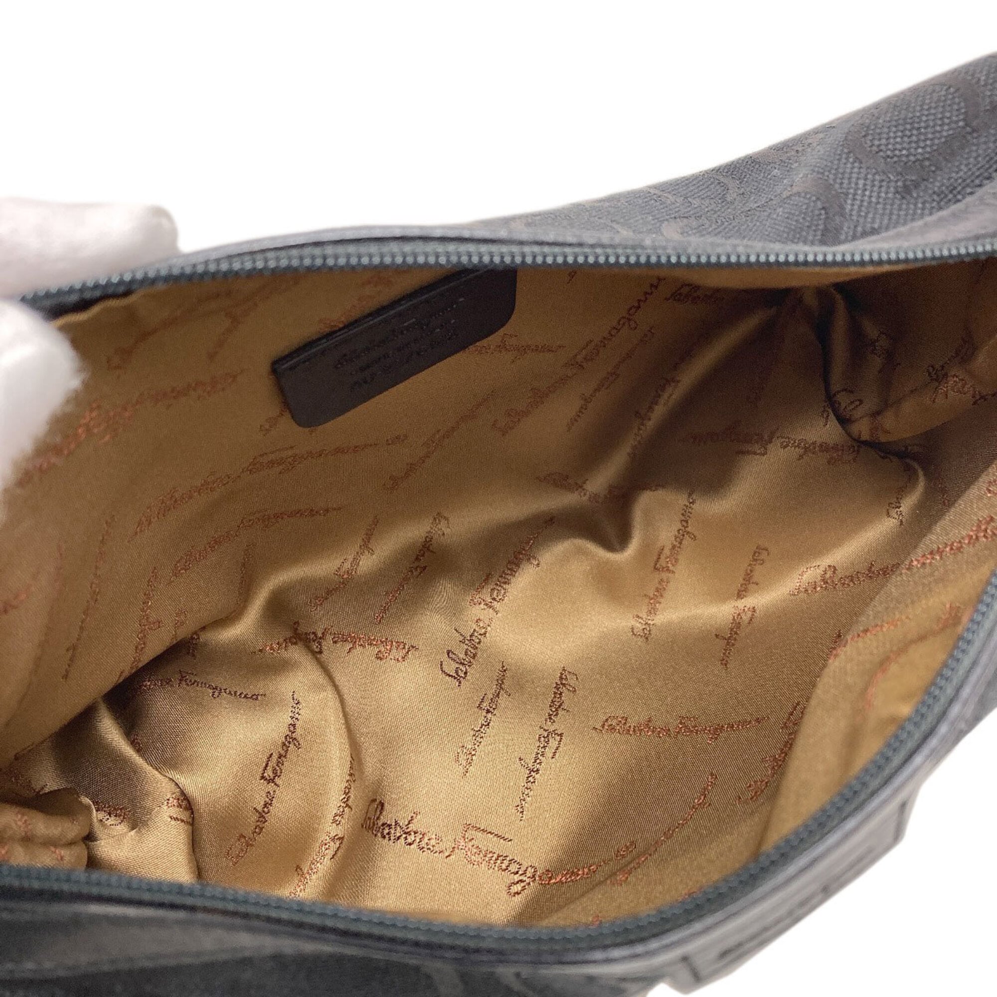 Salvatore Ferragamo Gancini Black Canvas Handbag (Pre-Owned)