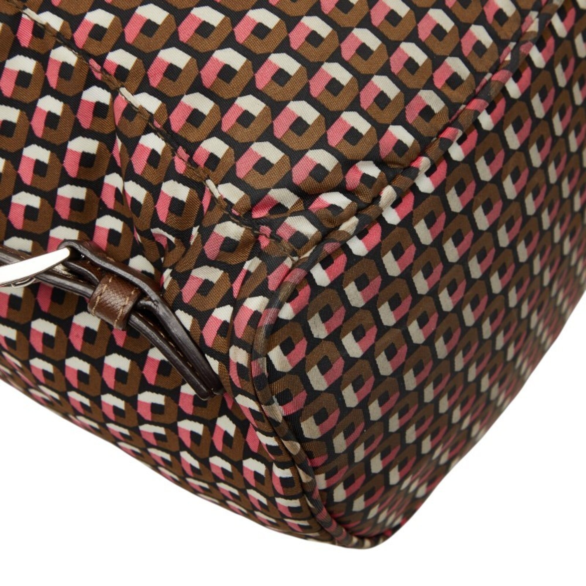 Prada Brown Pink Nylon Leather Backpack (Pre-Owned)
