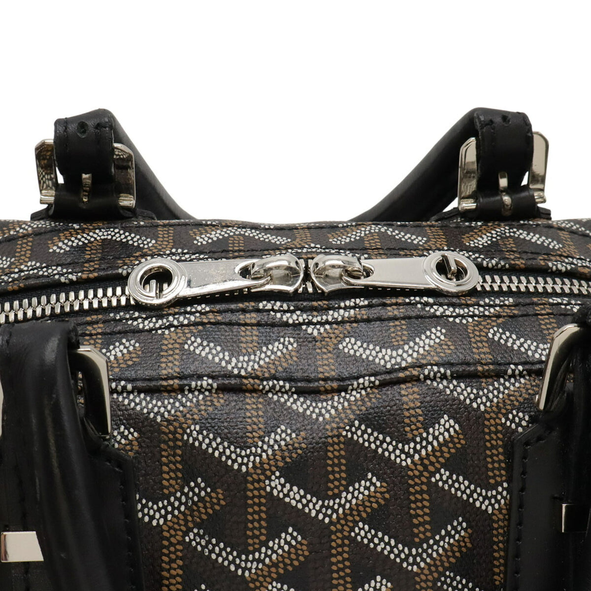 Goyard Black Brown White Coated Canvas Leather Handbag (Pre-Owned)
