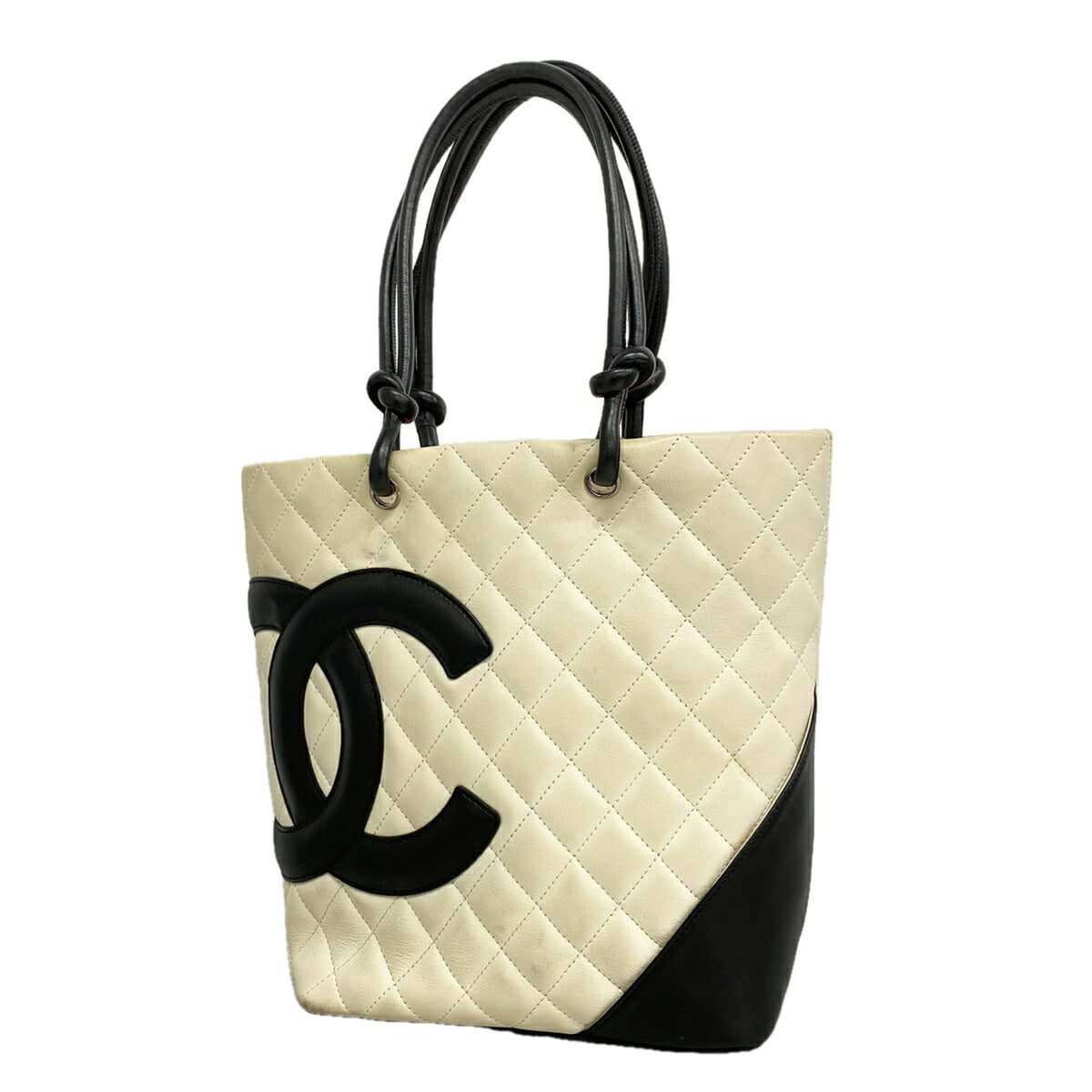Chanel Black White Leather Tote Bag (Pre-Owned)
