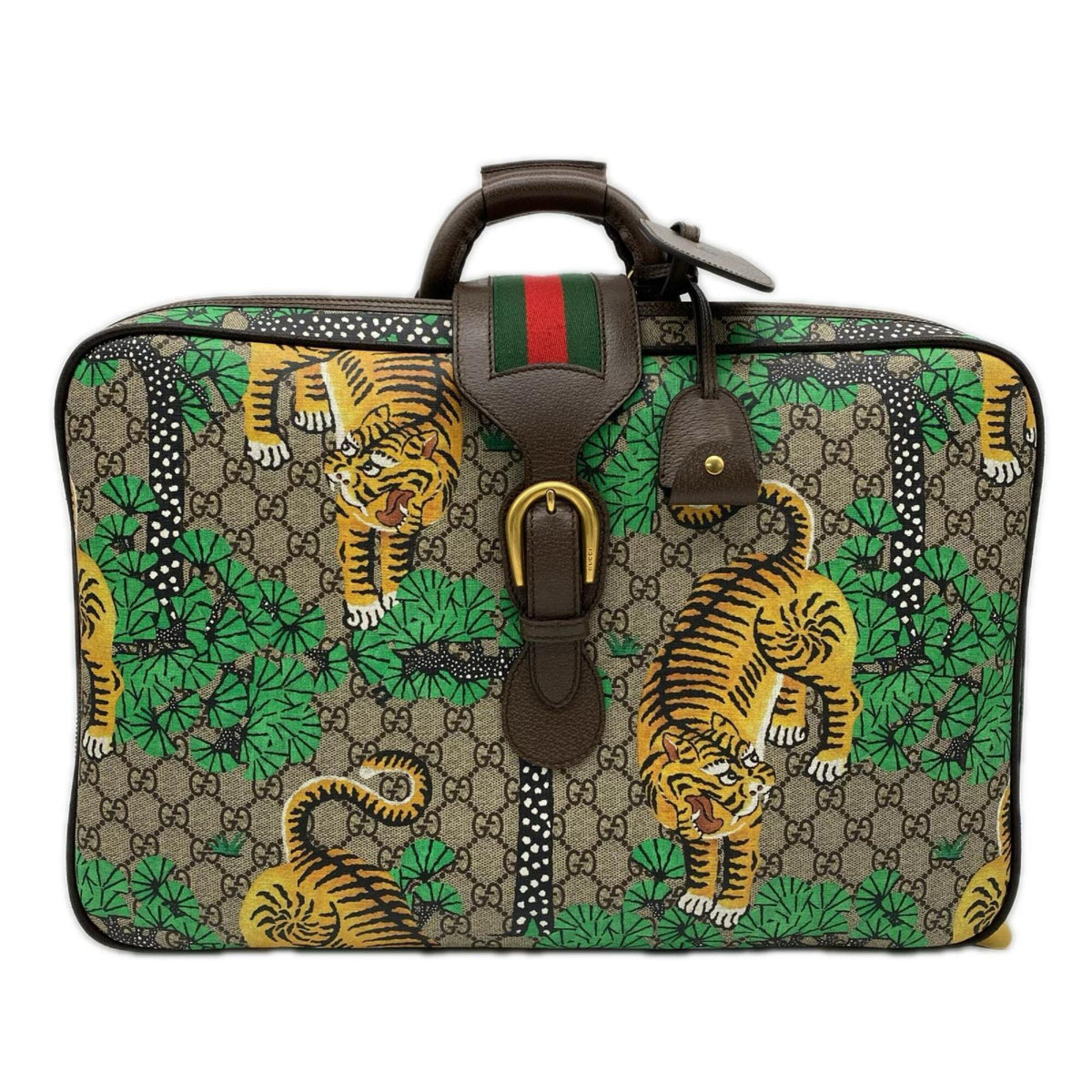 Gucci Sherry Line Beige Multi-Color Coated Canvas Leather Boston Bag (Pre-Owned)