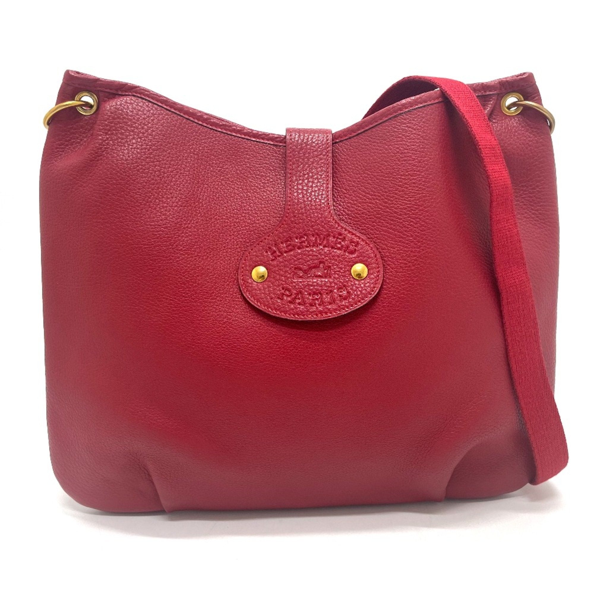 Hermes Red Leather Shoulder Bag (Pre-Owned)