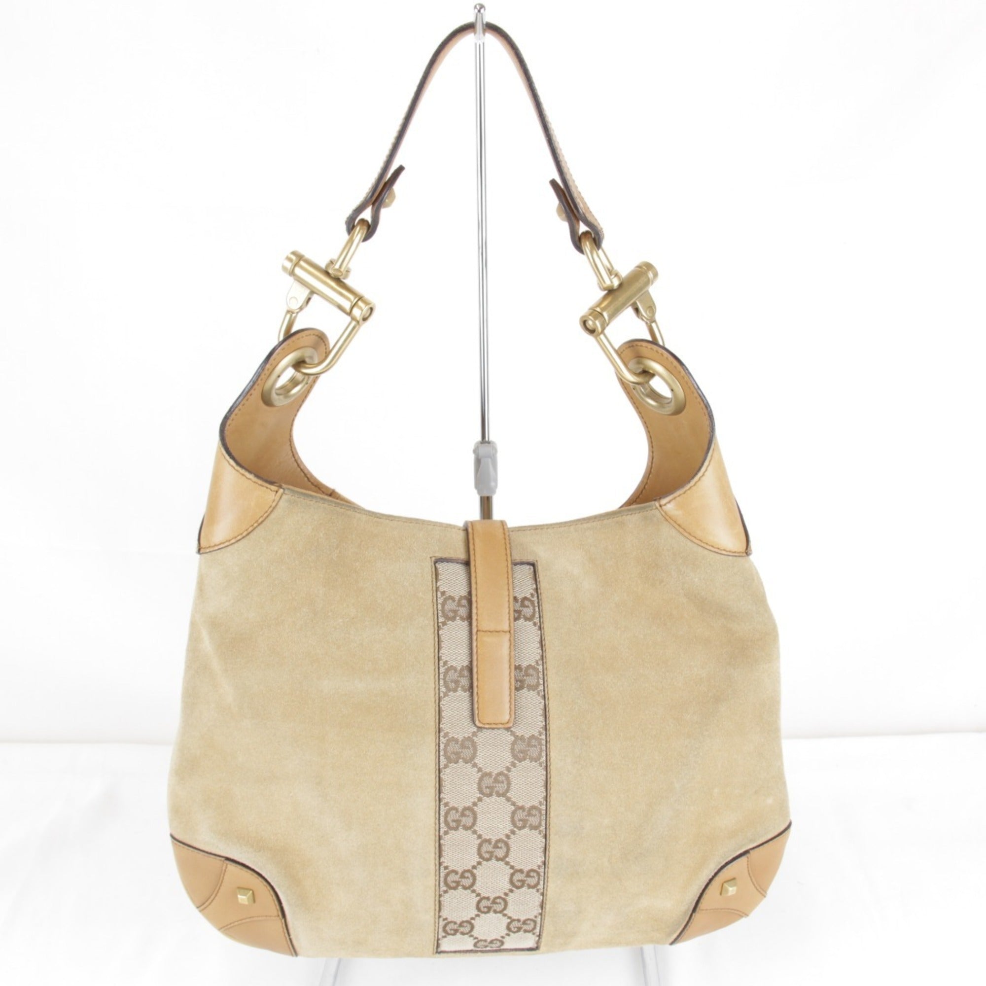 Gucci New Jackie Beige Suede Leather Handbag (Pre-Owned)