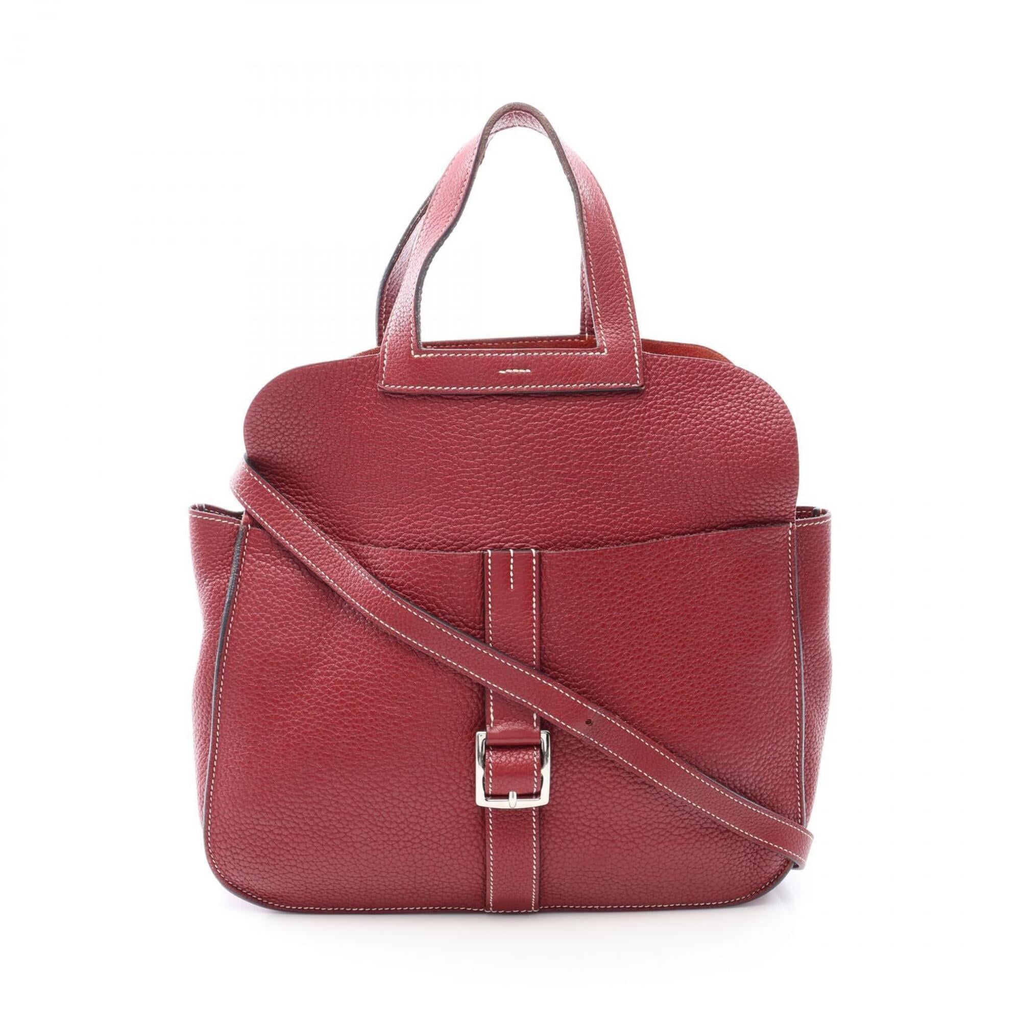 Hermes Bordeaux Rouge H Taurillon Clemence Leather Handbag (Pre-Owned)