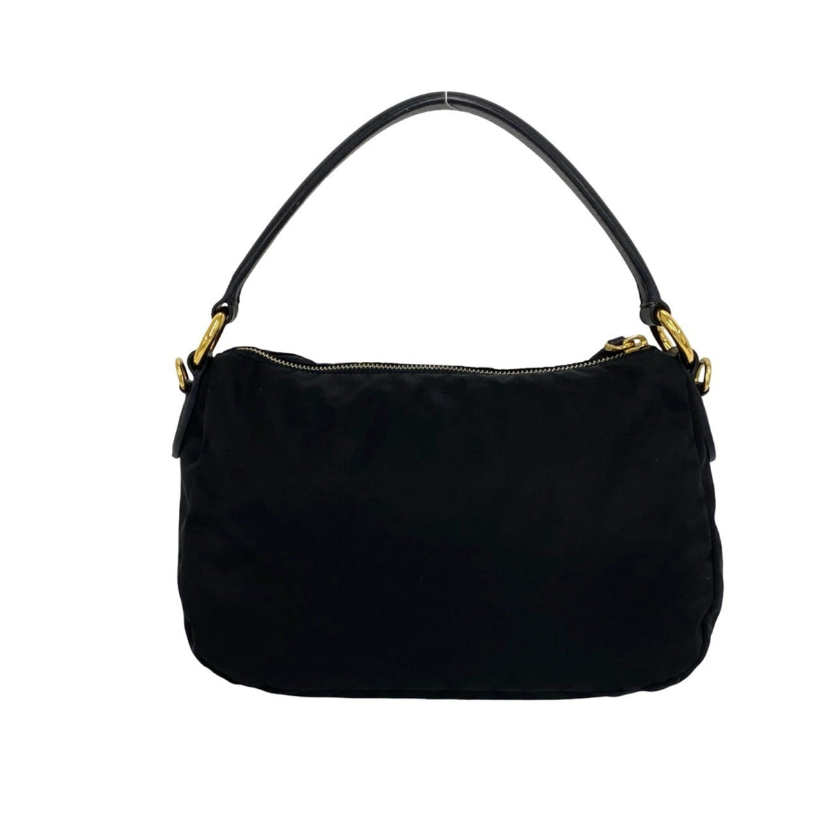 Prada Black Nylon Leather Handbag Shoulder Bag (Pre-Owned)