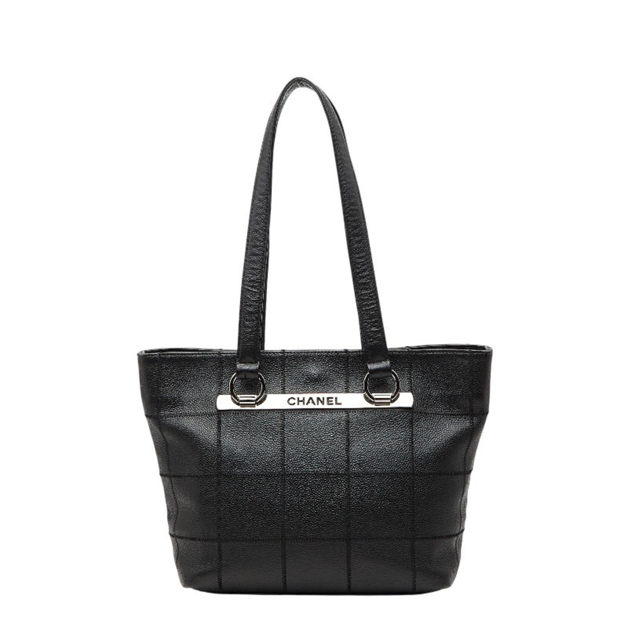 Chanel Black Grained Calfskin Handbag Tote Bag (Pre-Owned)