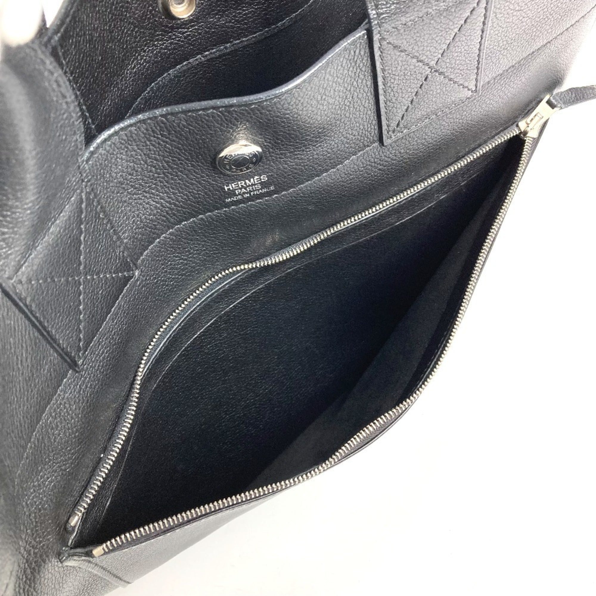 Hermes Black Leather Handbag Tote Bag (Pre-Owned)