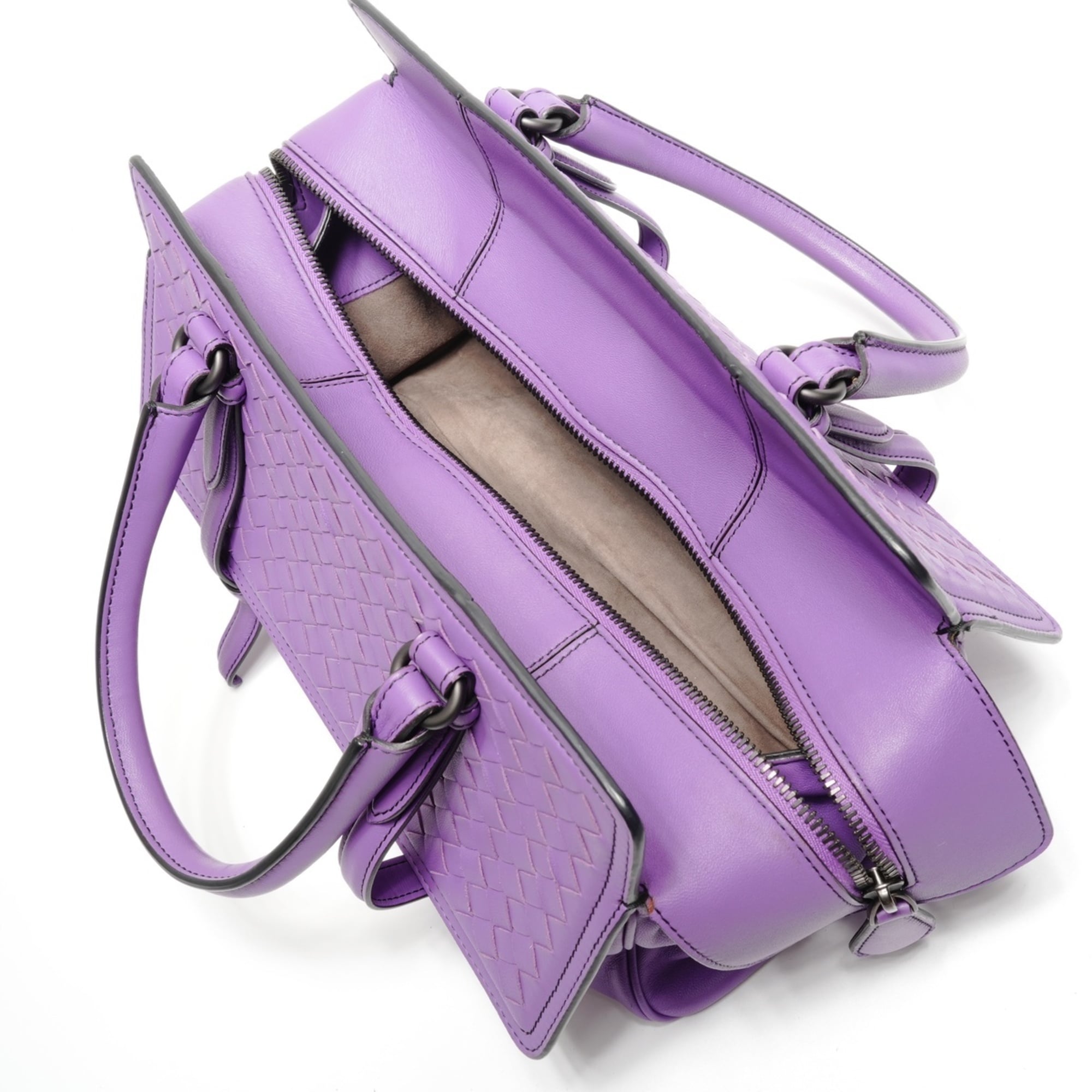 Bottega Veneta Intrecciato Purple Handbag (Pre-Owned)