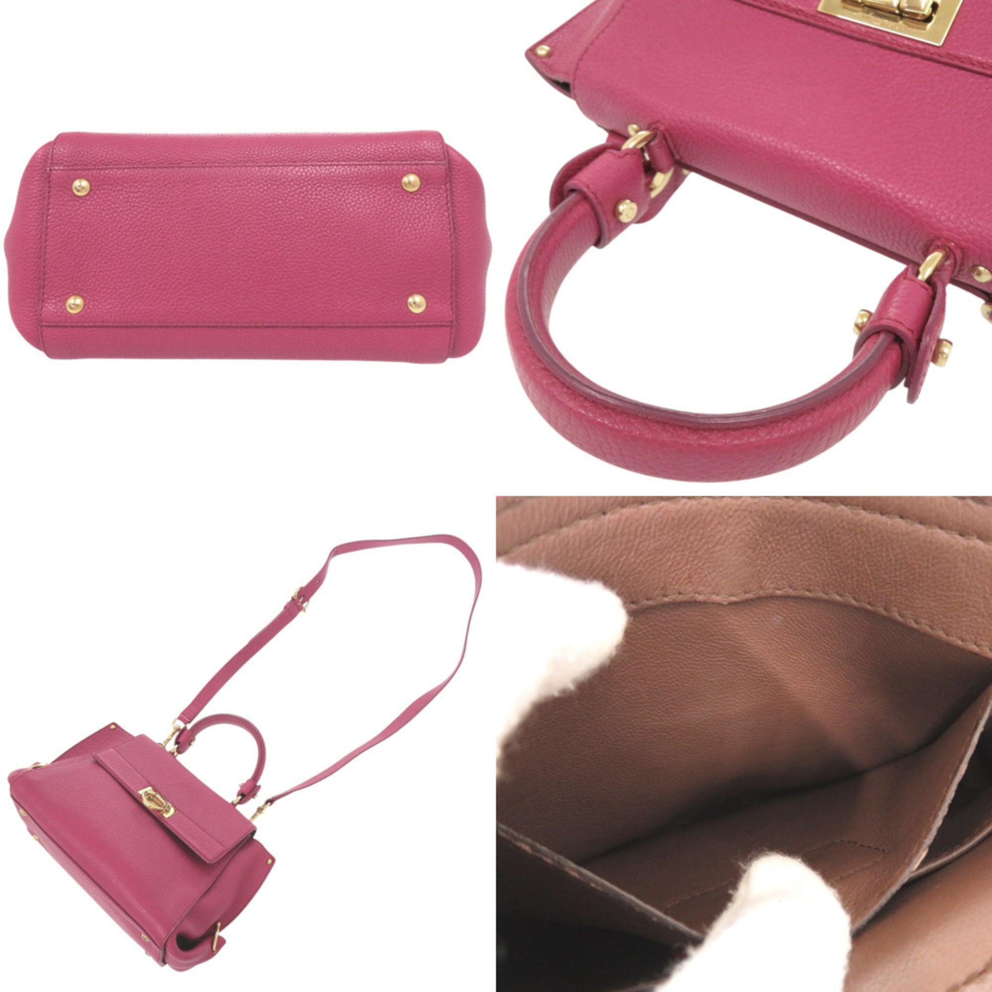 Salvatore Ferragamo Pink Leather Handbag Shoulder Bag (Pre-Owned)