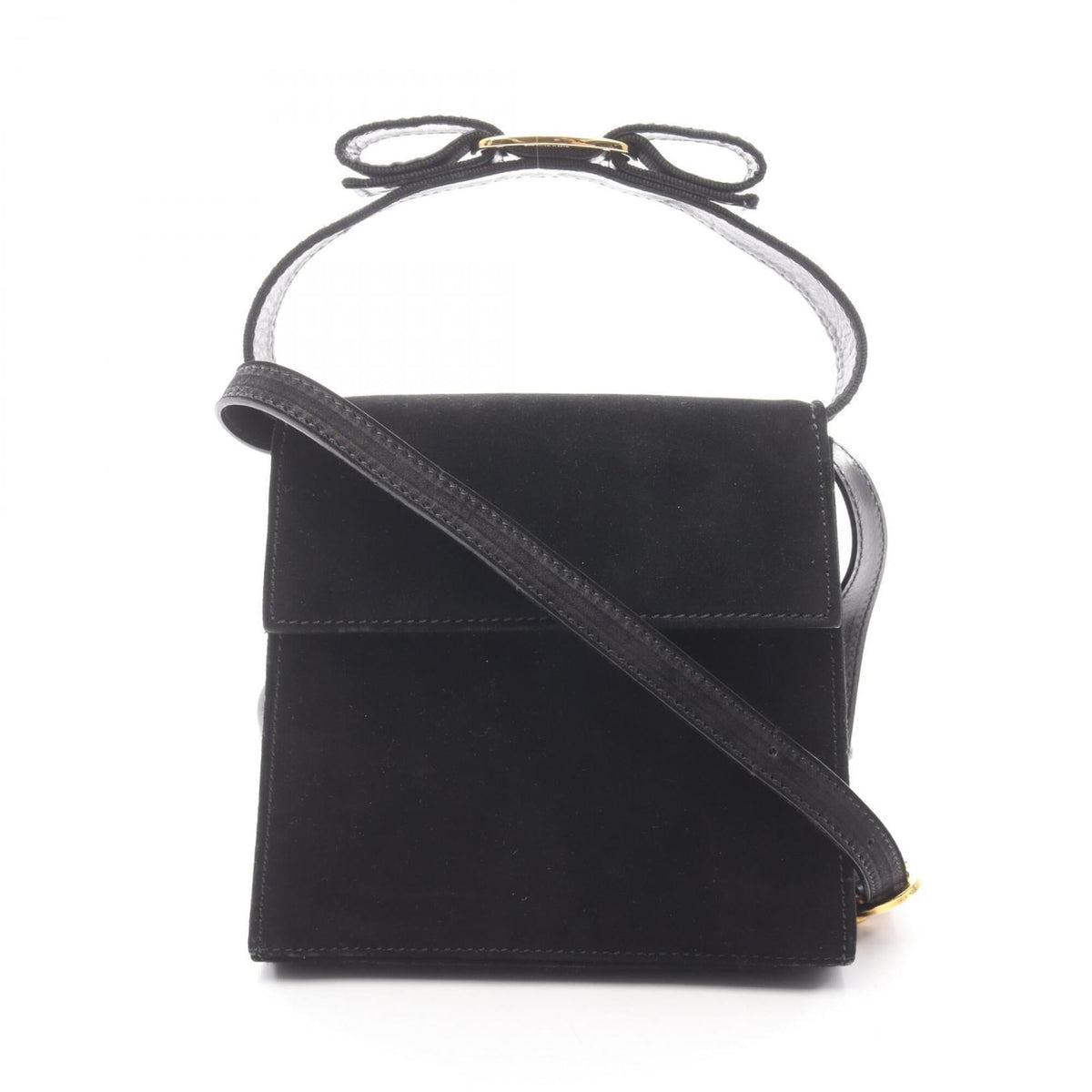 Salvatore Ferragamo Black Suede Handbag (Pre-Owned)