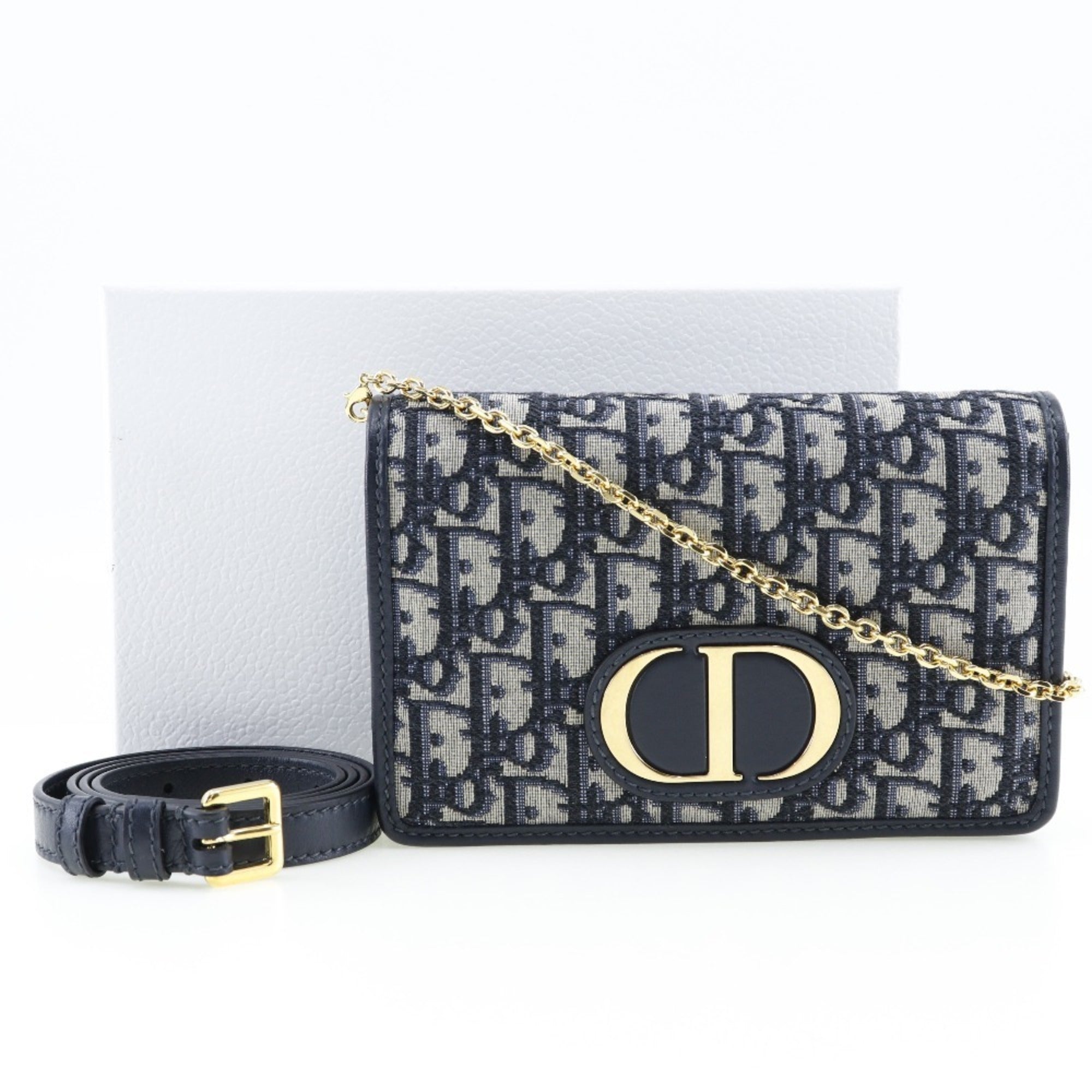 Christian Dior Navy Canvas Leather Shoulder Bag (Pre-Owned)