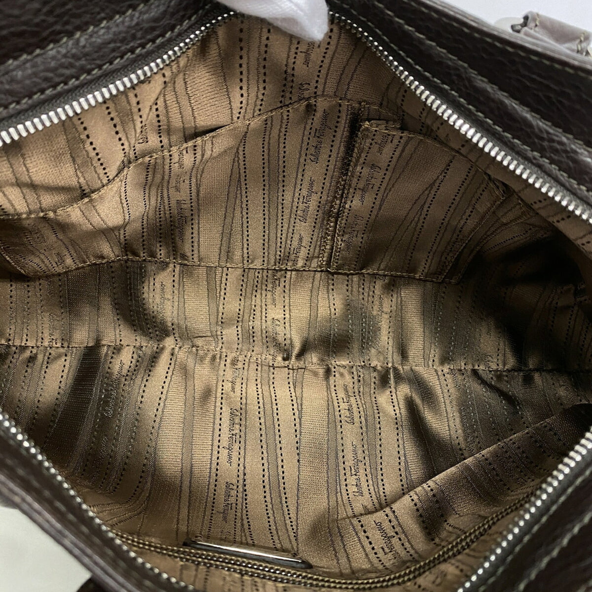 Salvatore Ferragamo Dark Brown Leather Handbag (Pre-Owned)