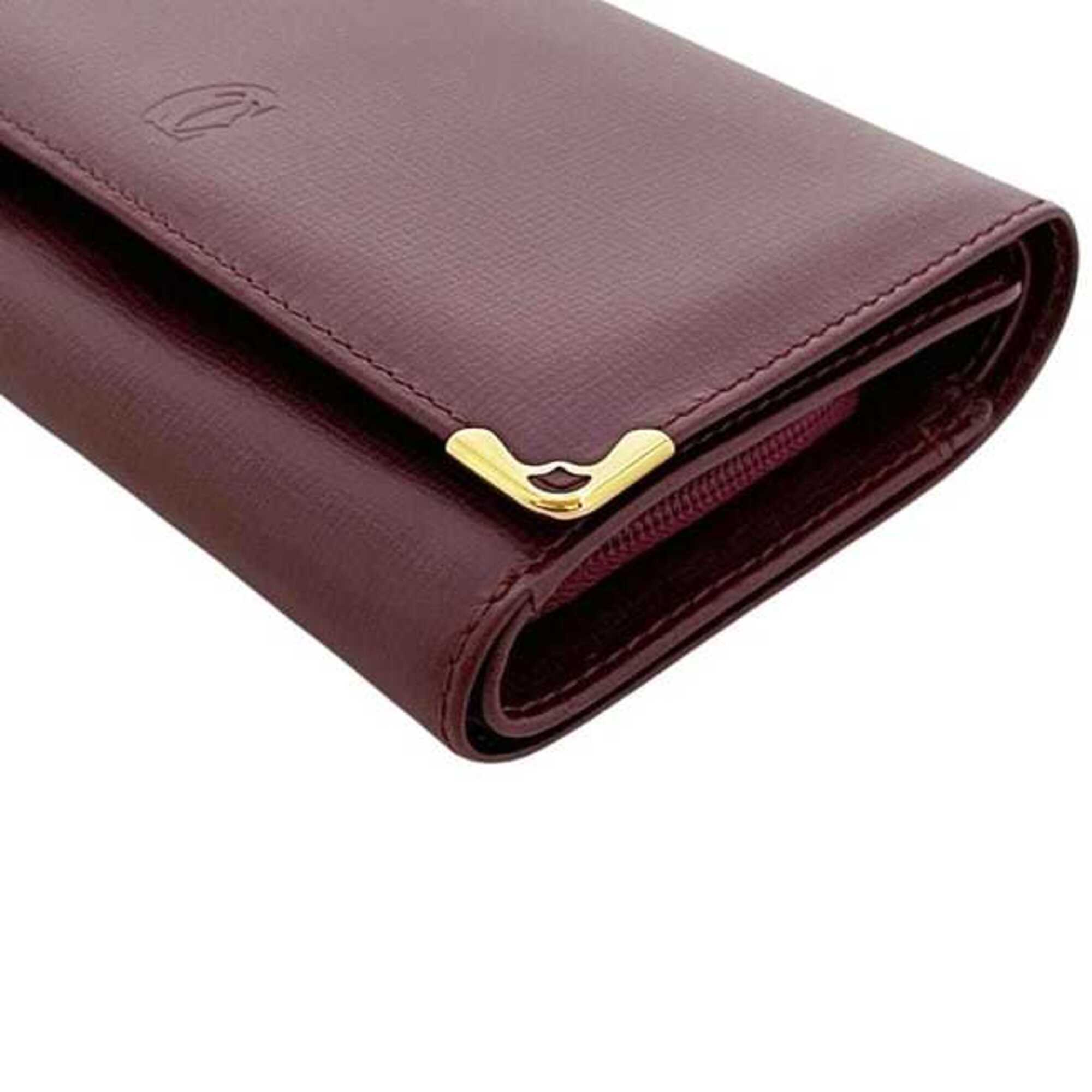Cartier Bordeaux Wine Red Leather Wallet (Bi-Fold) (Pre-Owned)