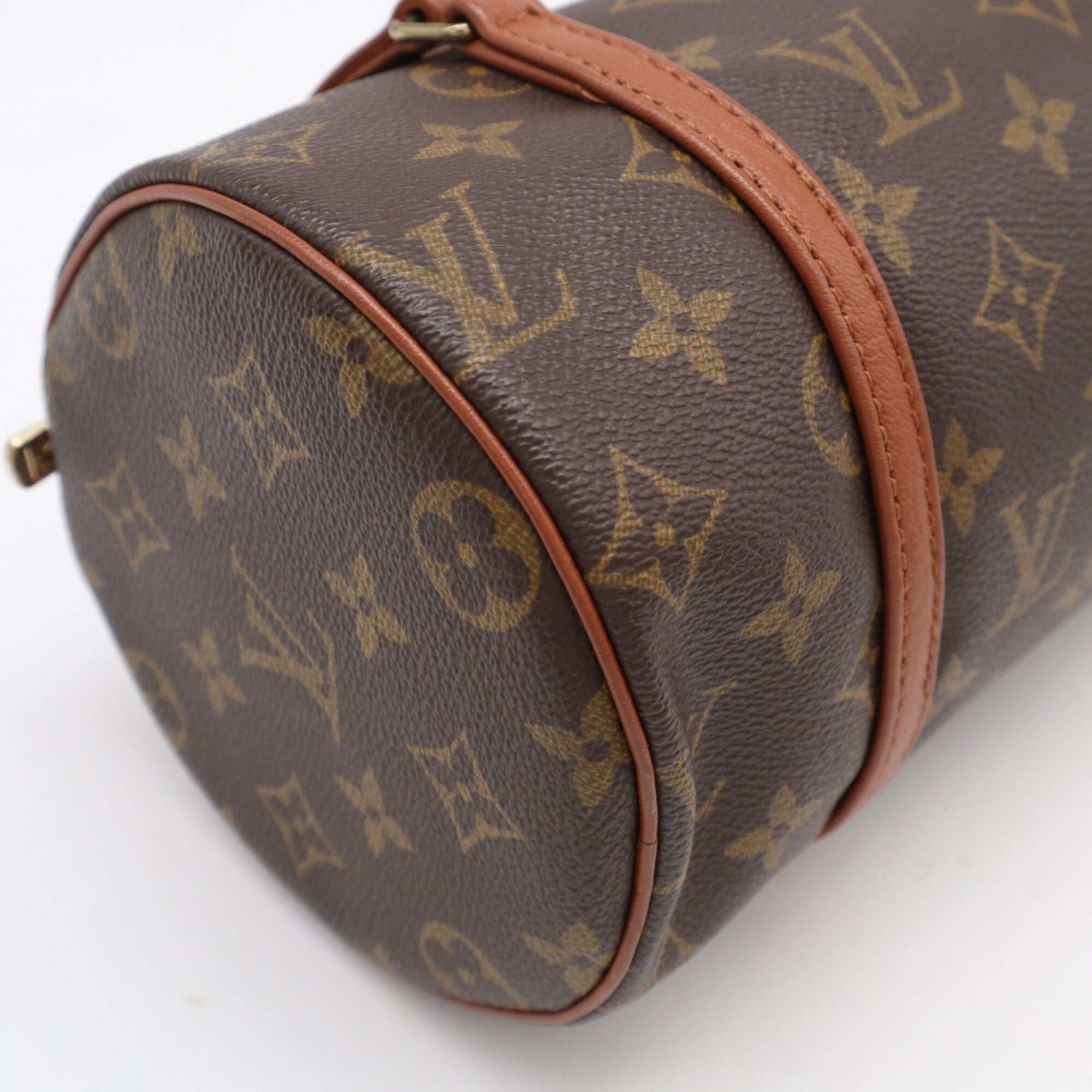 Louis Vuitton Beige Brown Coated Canvas Leather Handbag (Pre-Owned)