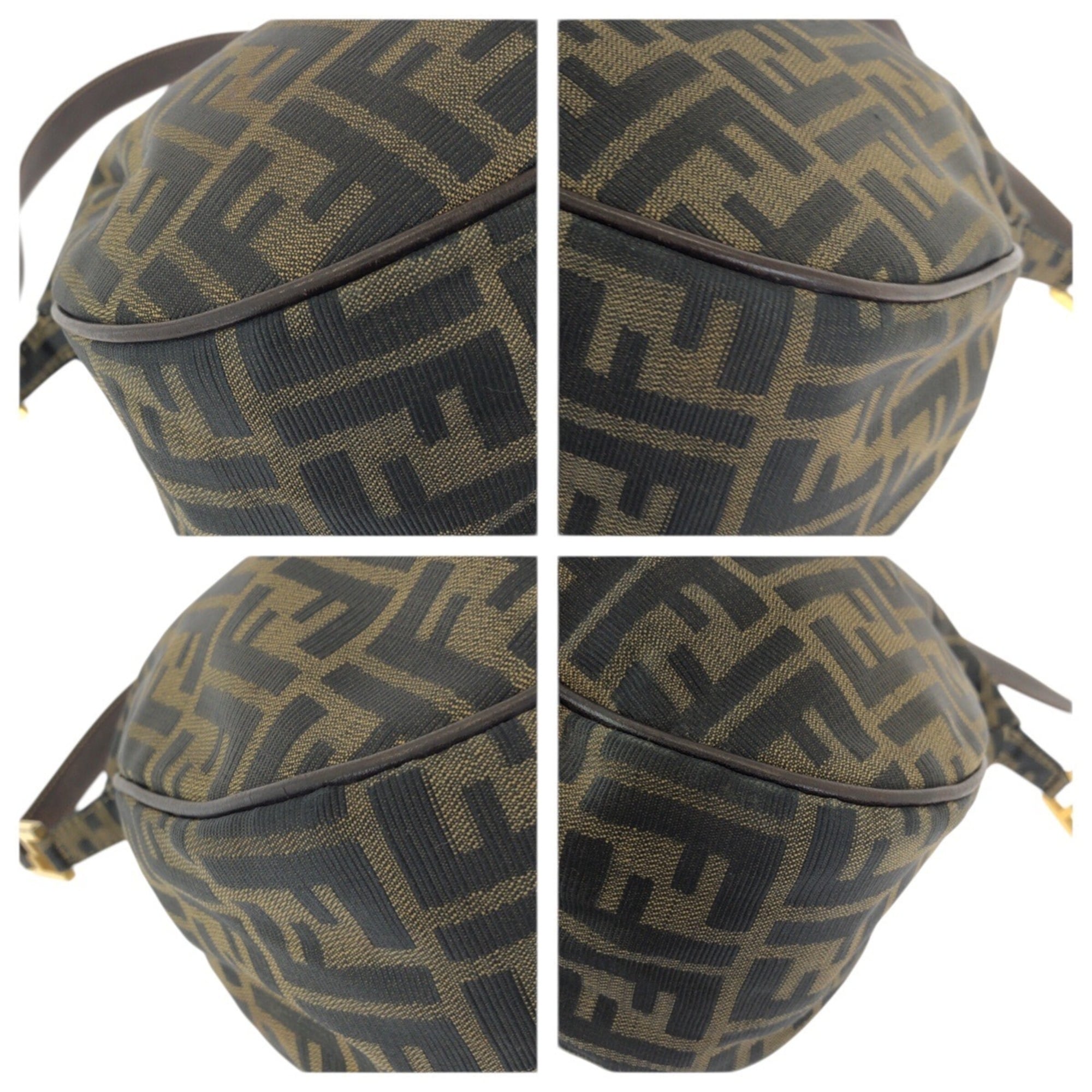 Fendi Dark Brown Canvas Messenger Bag Shoulder Bag (Pre-Owned)
