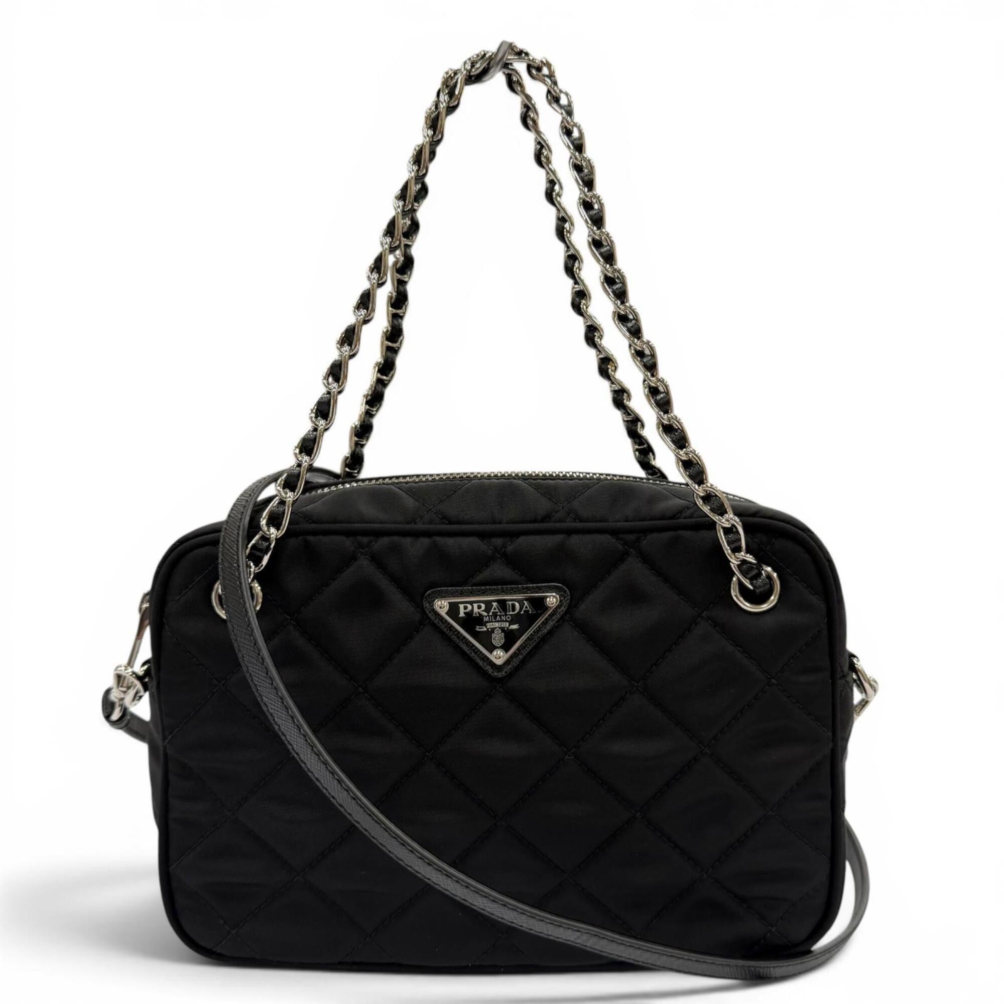 Prada Black Leather Handbag Shoulder Bag (Pre-Owned)