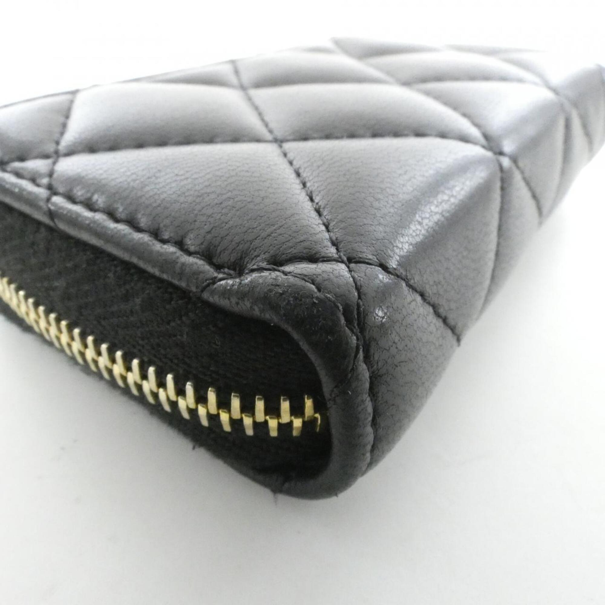Chanel Black Leather Coin Purse/Coin Case (Pre-Owned)
