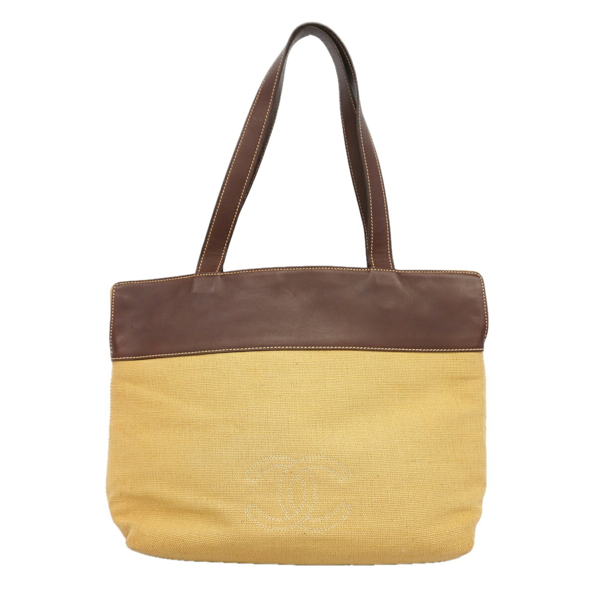Chanel Beige Brown Canvas Tote Bag (Pre-Owned)