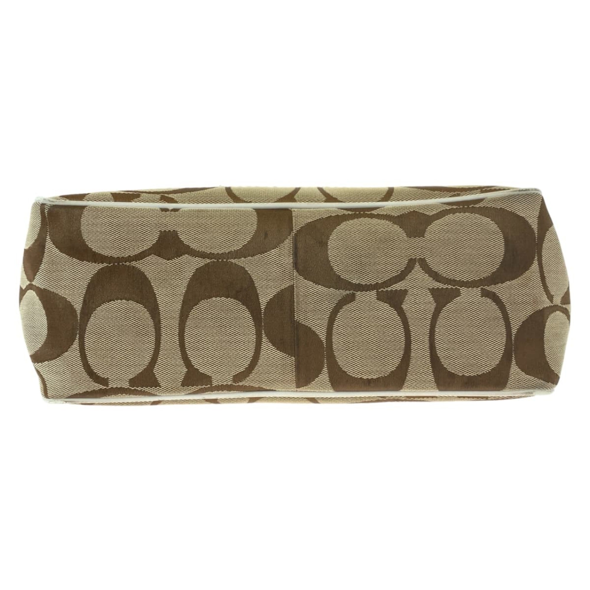 Coach Beige Canvas Handbag Tote Bag (Pre-Owned)