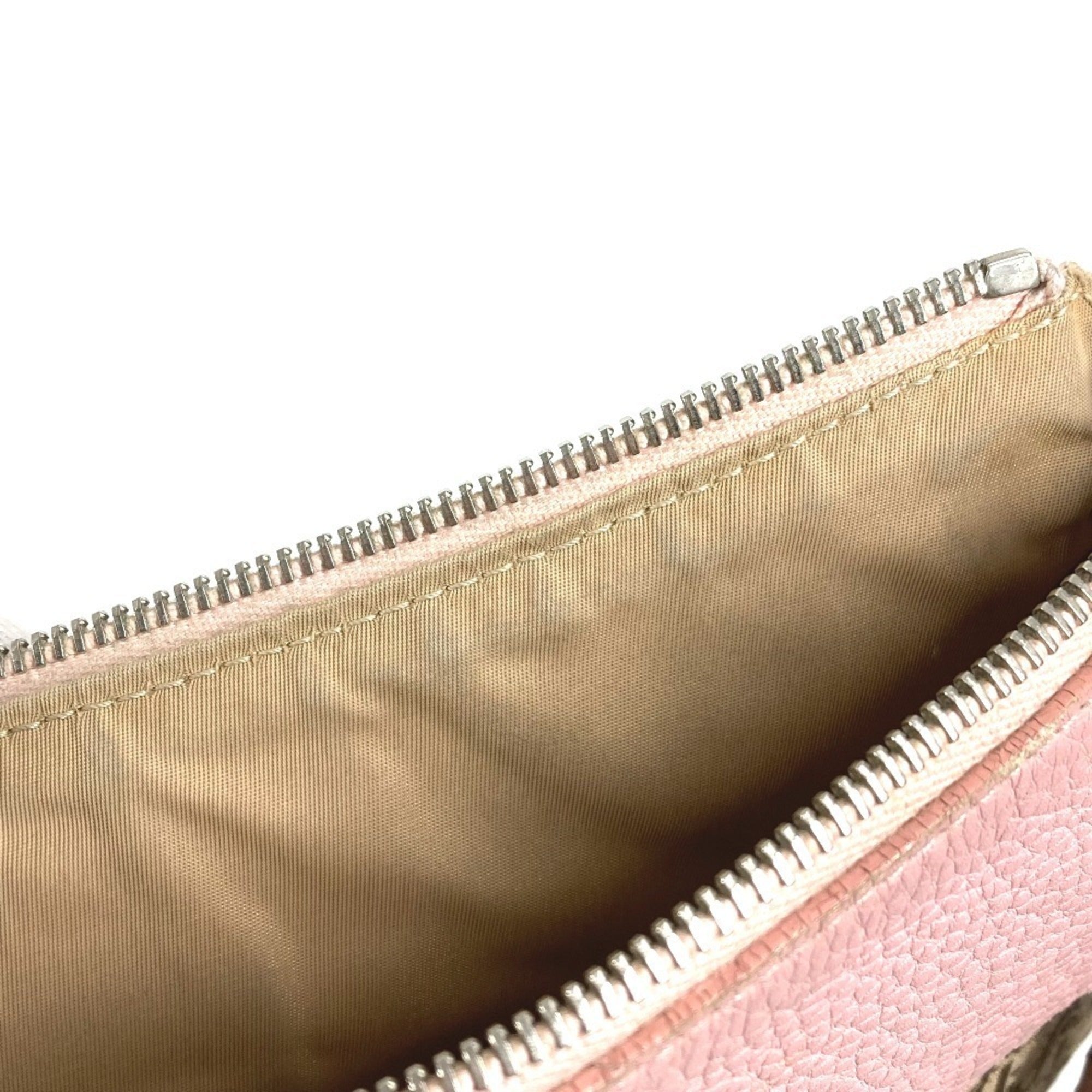 Christian Dior Trotter Beige Pink Leather Canvas Shoulder Bag (Pre-Owned)