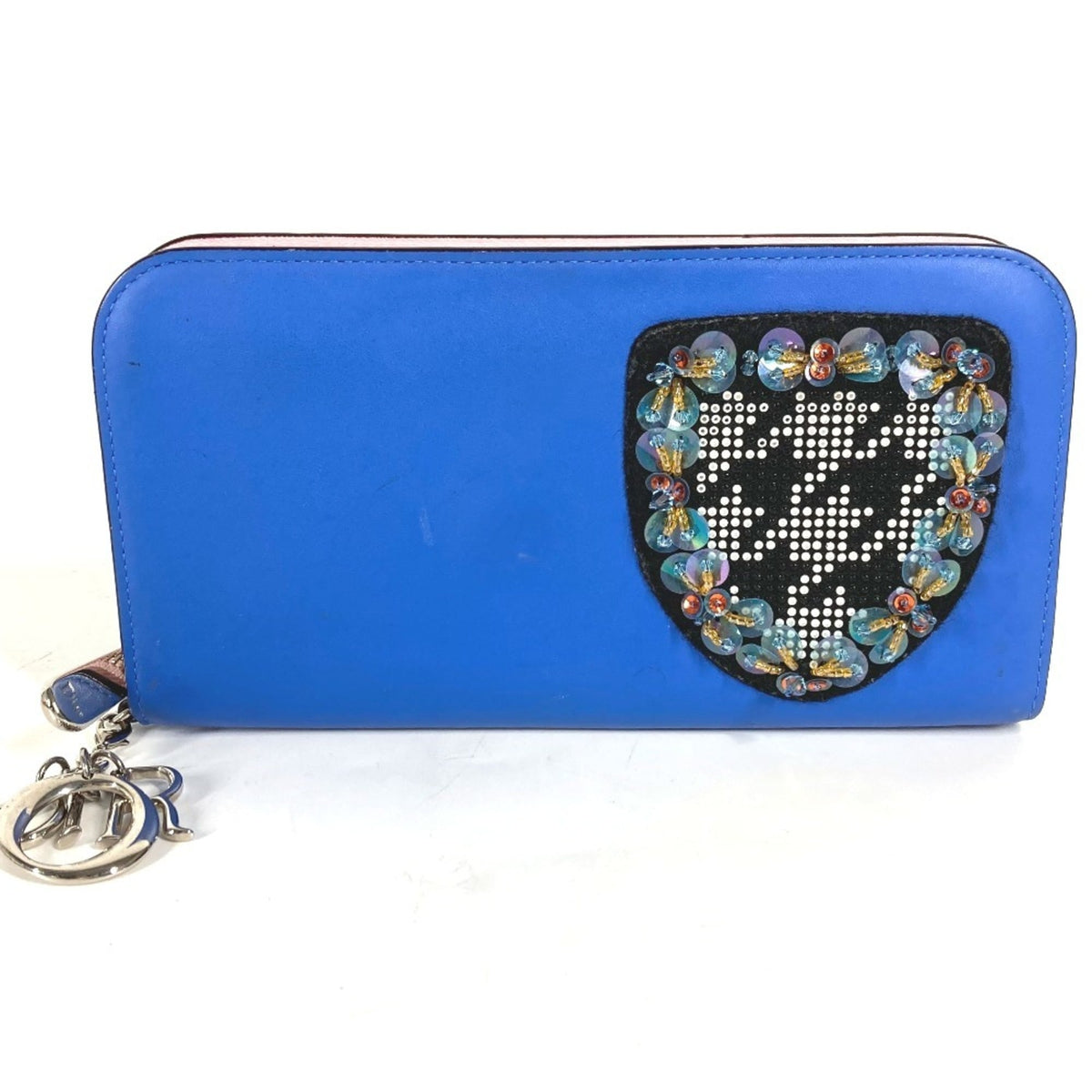 Christian Dior Black Blue Leather Long Wallet (Bi-Fold) (Pre-Owned)