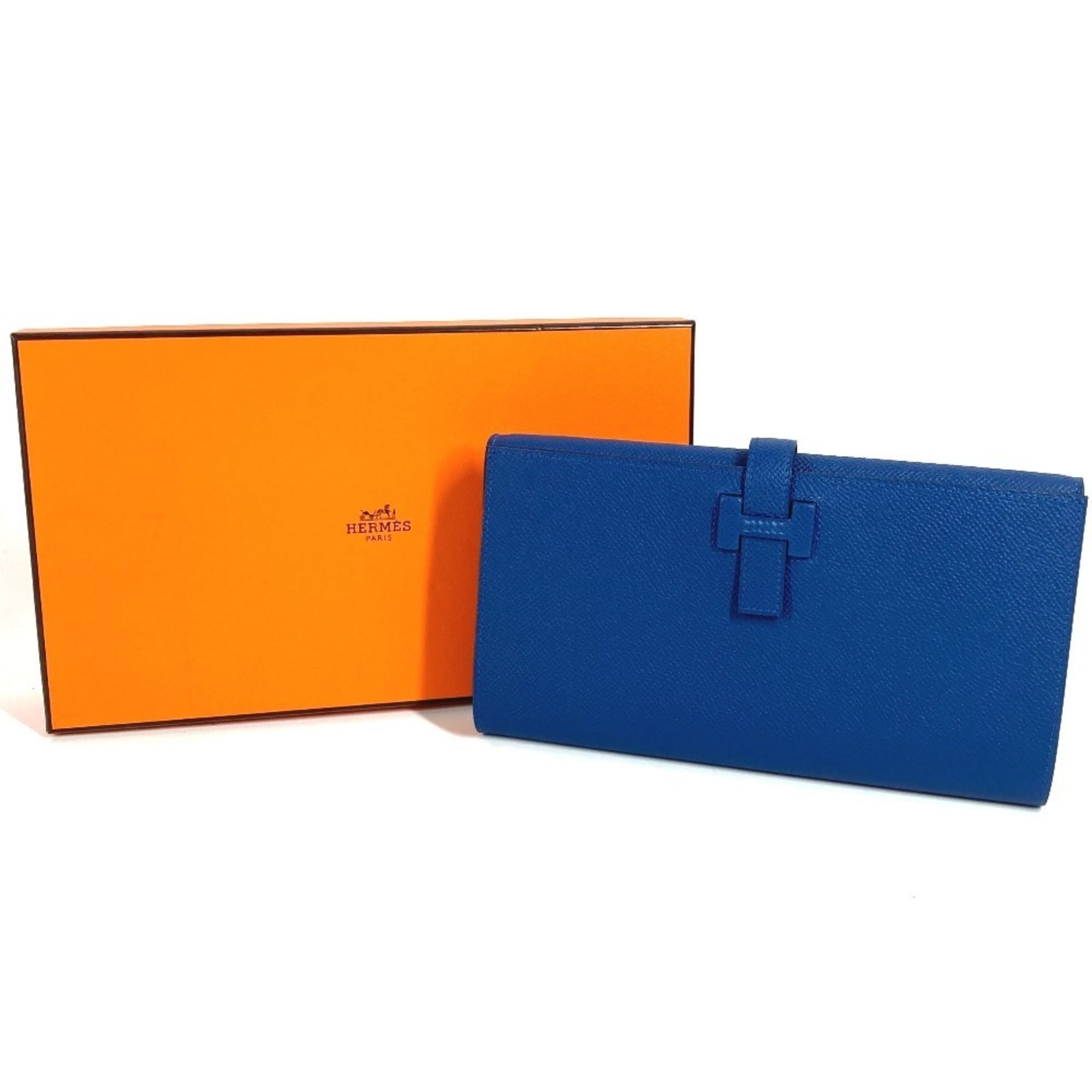 Hermes Blue Epsom Leather Long Wallet (Bi-Fold) (Pre-Owned)