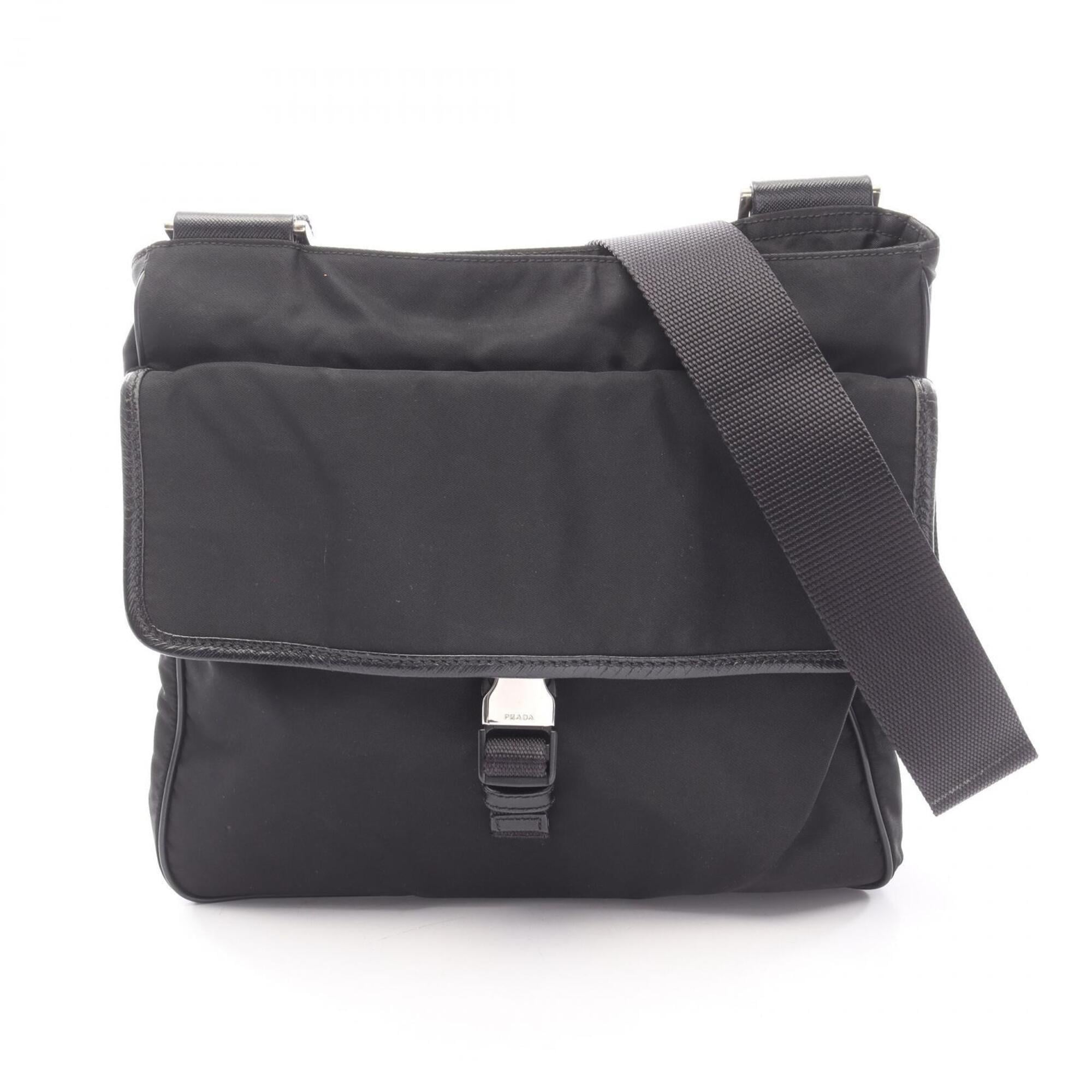 Prada Black Nylon Saffiano Triangle Handbag Shoulder Bag (Pre-Owned)